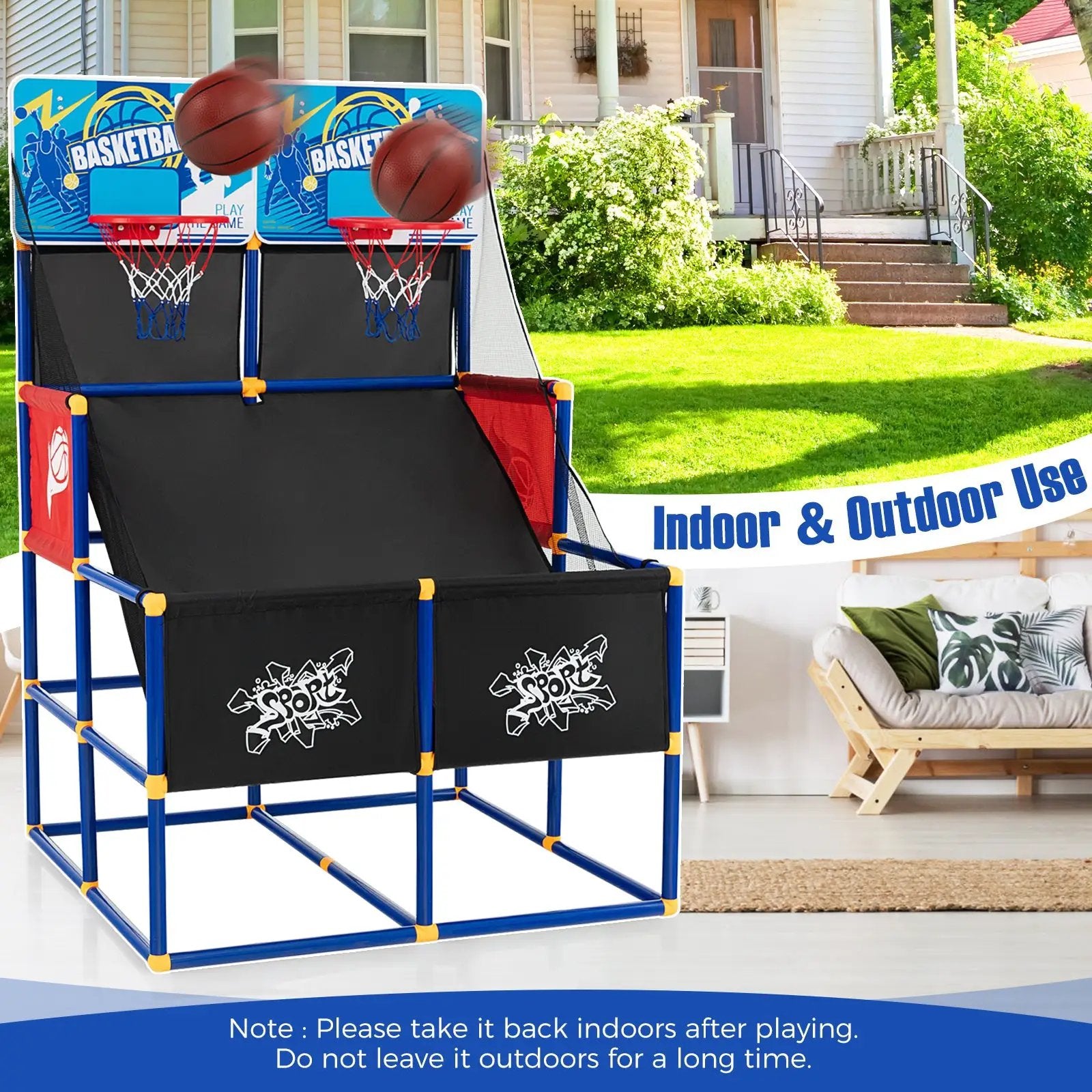 Kids Arcade Basketball Game Set with 4 Basketballs and Ball Pump by DirectDeals