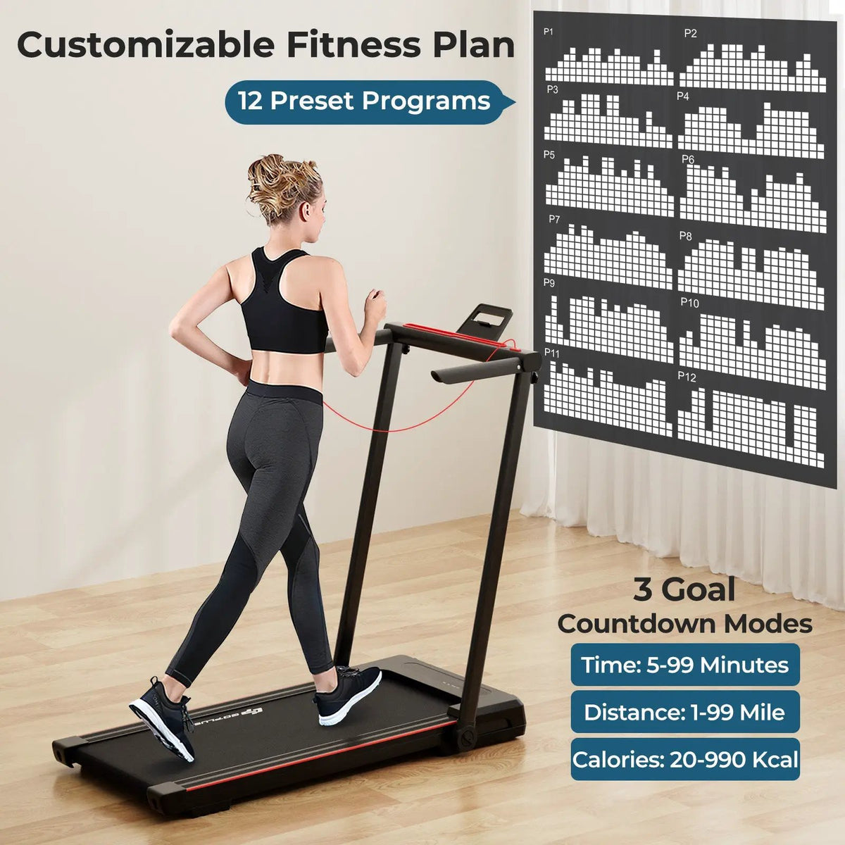 3-in-1 Folding Treadmill with Large Desk and LCD Display by DirectDeals