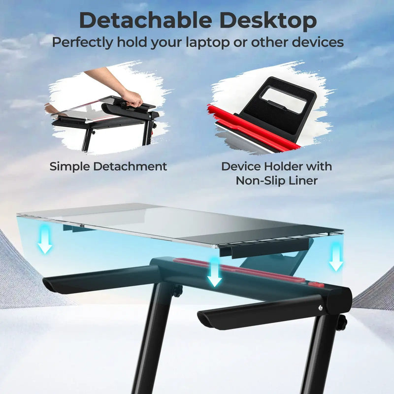 3-in-1 Folding Treadmill with Large Desk and LCD Display by DirectDeals