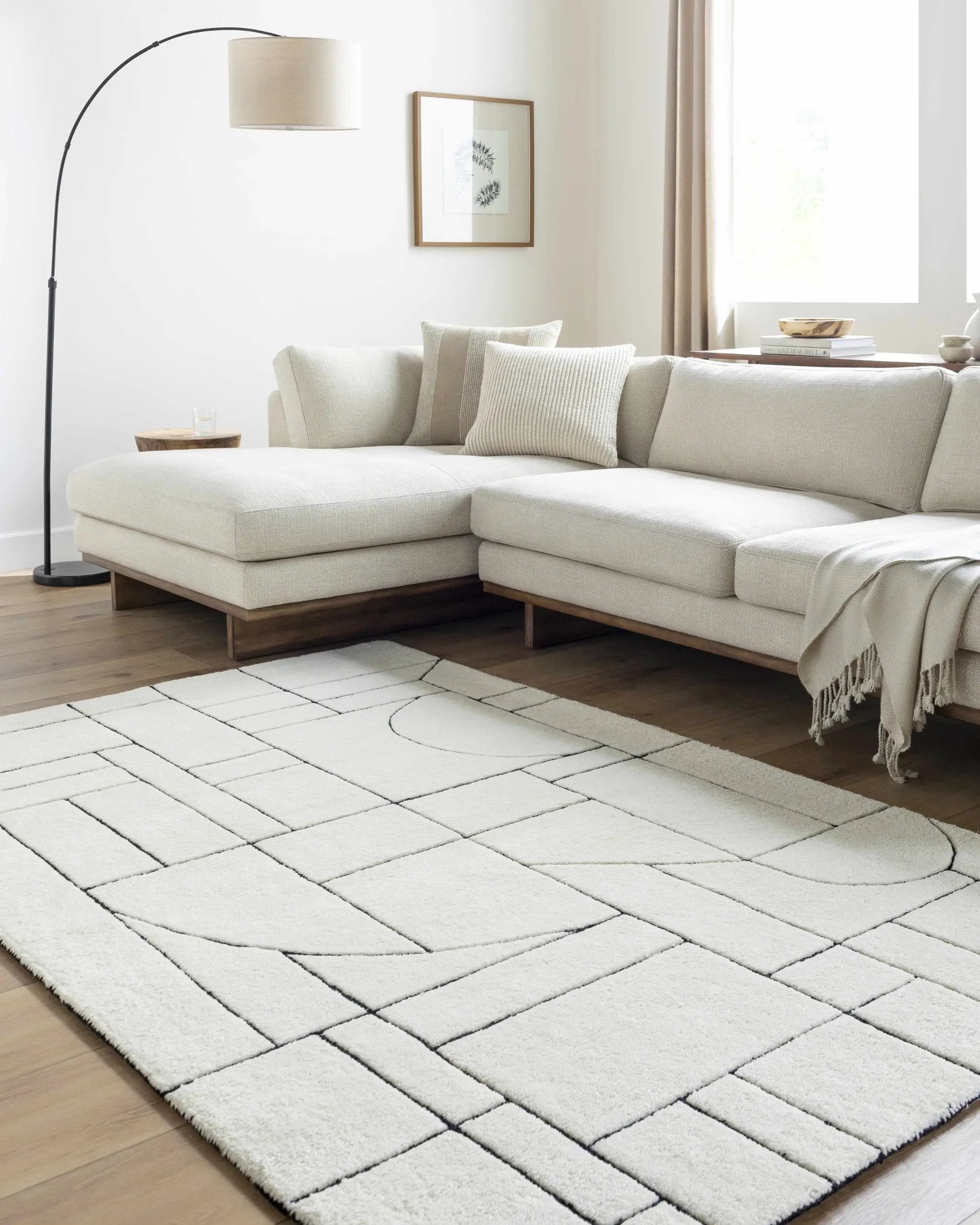 Fusao Rose Cream Area Rug - Clearance by Boutique Rugs