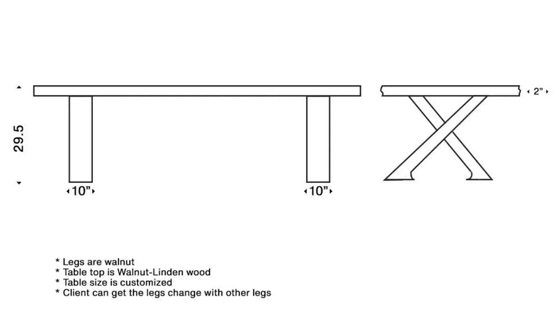 Solid Linden Wood Natural Look Epoxy Resin Side Dining Table by Gizz