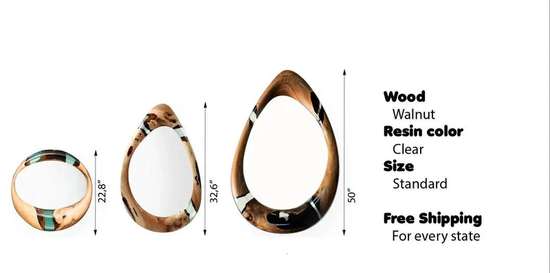Epoxy-Resin and Walnut, Unique Mirrors by Gizz