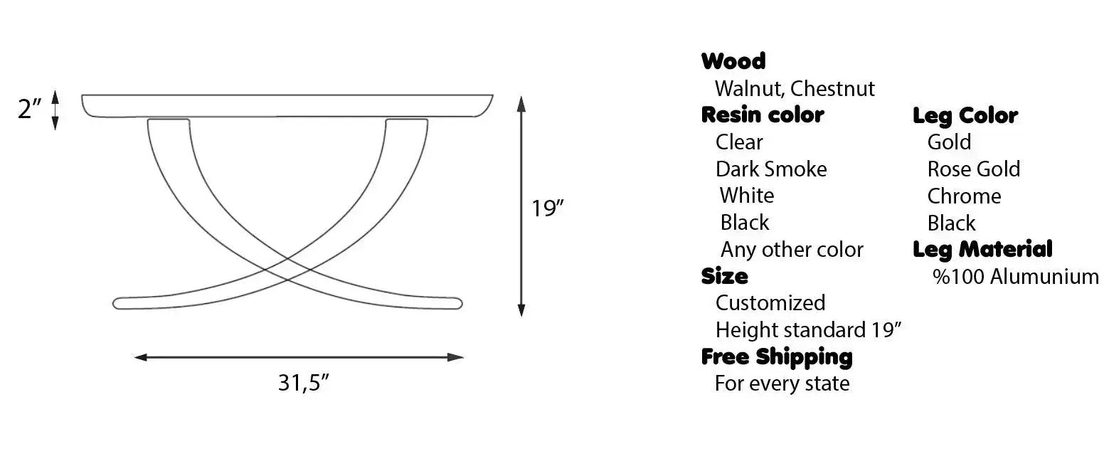 Luxurious Ivory Shaped Epoxy Resin Dining Room Coffee Table by Gizz