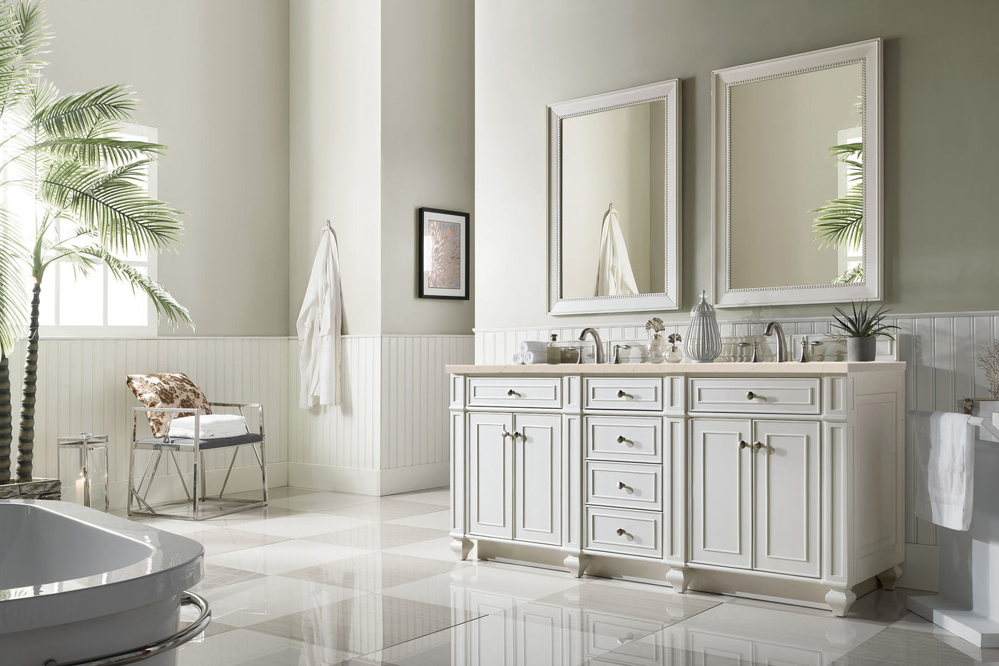 James Martin Bristol 72" Double Bathroom Vanity, Bright White by James Martin
