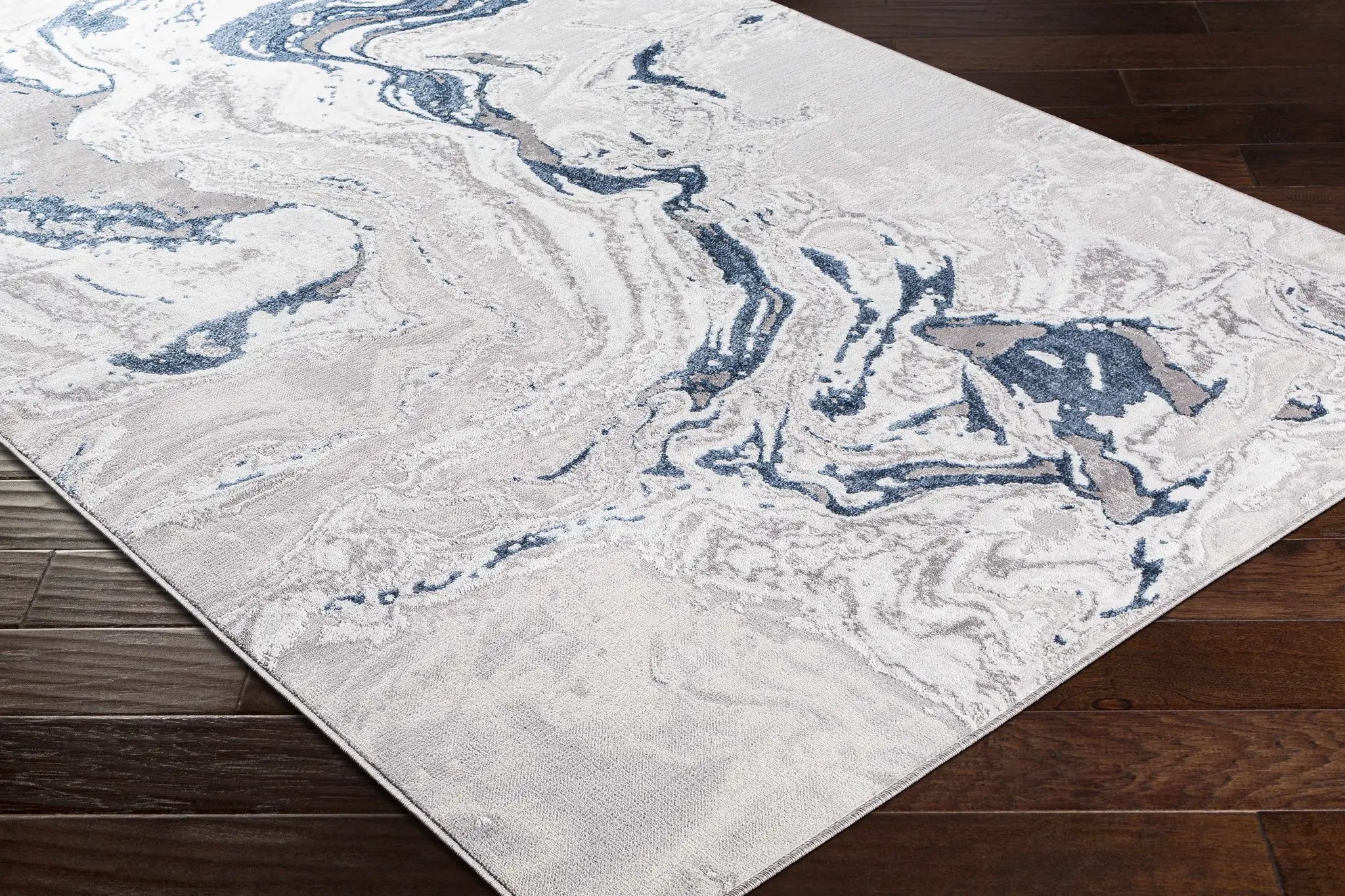 Speldhurst Blue Marble Rug by Boutique Rugs