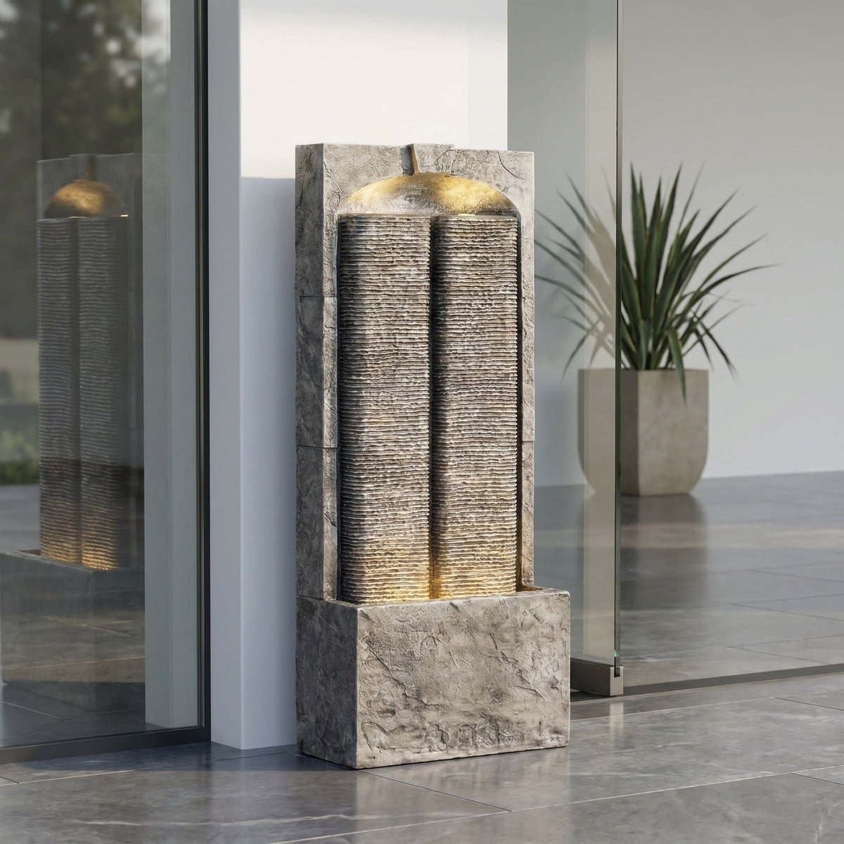 Resin Slate Outdoor Water Wall Fountain with LED Lights, photo 5 of 7