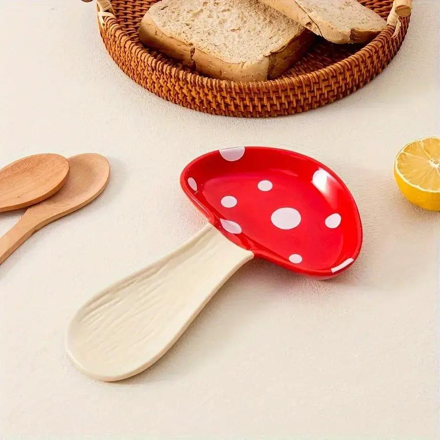 Spoon Rest - Ceramic Mushroom Shape by House Of Avana