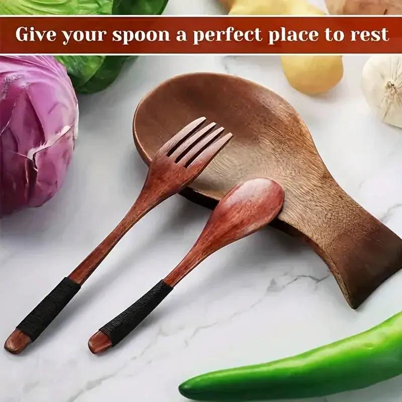 Spoon Rest - Rustic Wooden Brown by House Of Avana