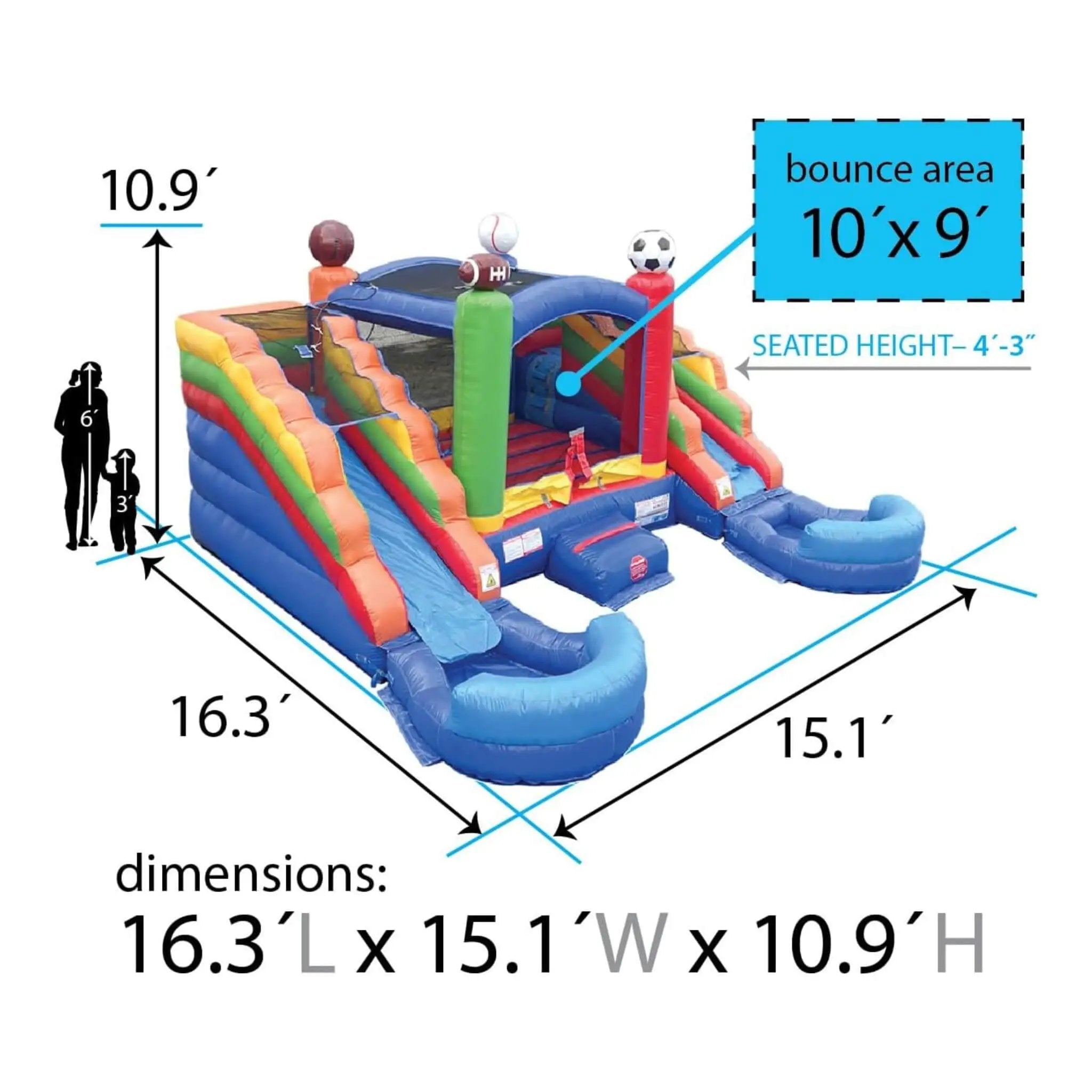 16FT Sports Castle Bounce House With Double Water Slides (SAK17635) by SAKSBY WHOLESALE