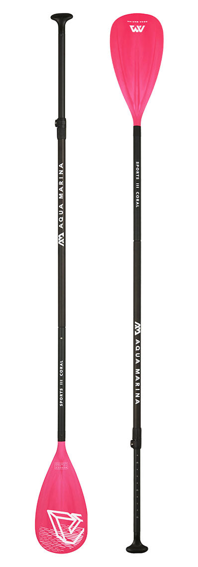 SPORTS III CORAL Adjustable Aluminum iSUP Paddle (CORAL Exclusive)