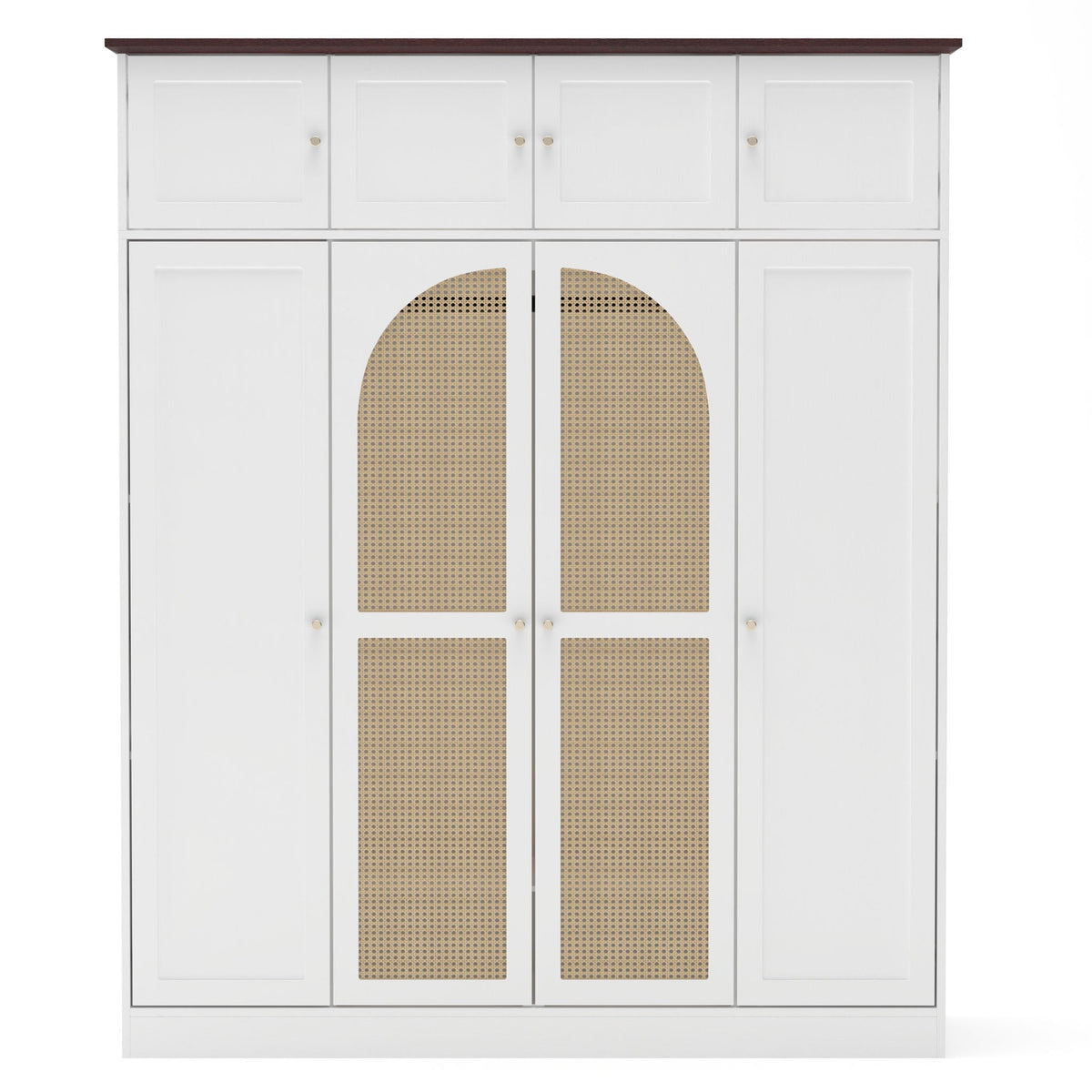 8 Door Armoire Wardrobe with Adjustable Shelves and Hanging Rod - Light Brown or White, photo 2 of 8