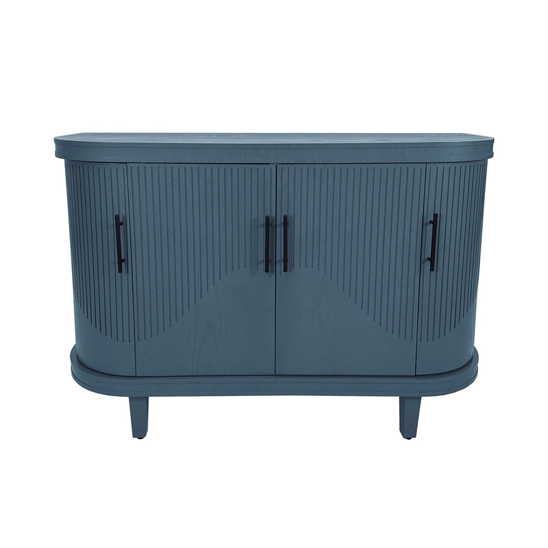 Curved Sideboard Wooden Console Table with Adjustable Shelves - Blue