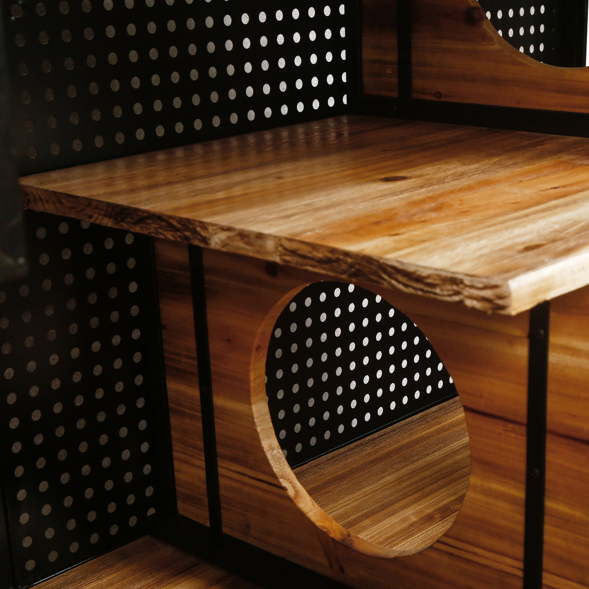 Modern Spacious Cat House with Fir Wood and Iron Frame - Black & Brown, photo 11 of 14
