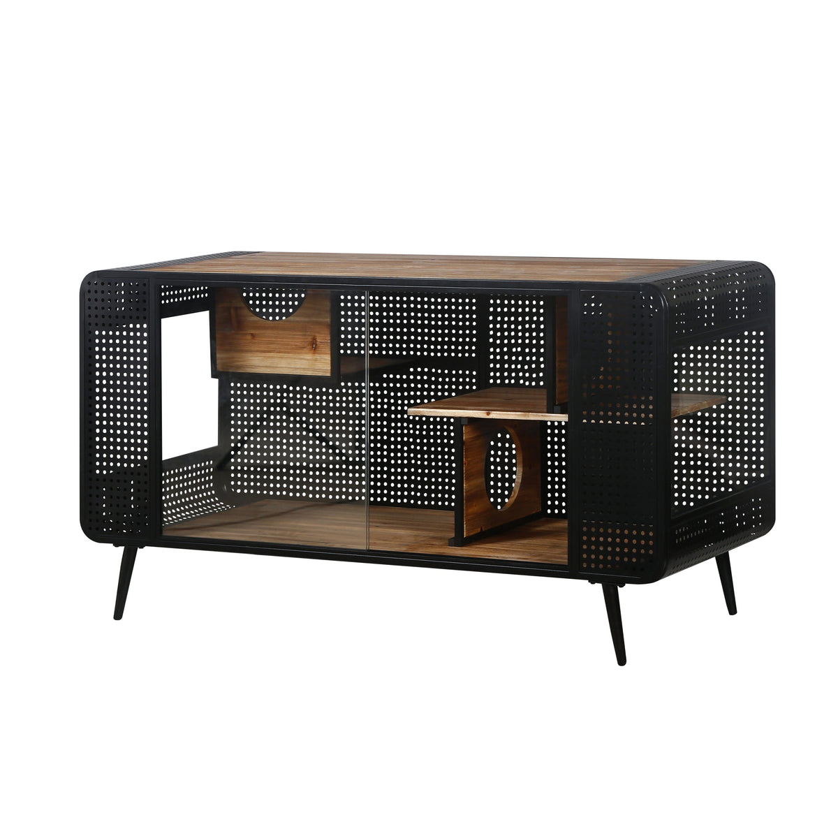 Modern Spacious Cat House with Fir Wood and Iron Frame - Black & Brown, photo 9 of 14
