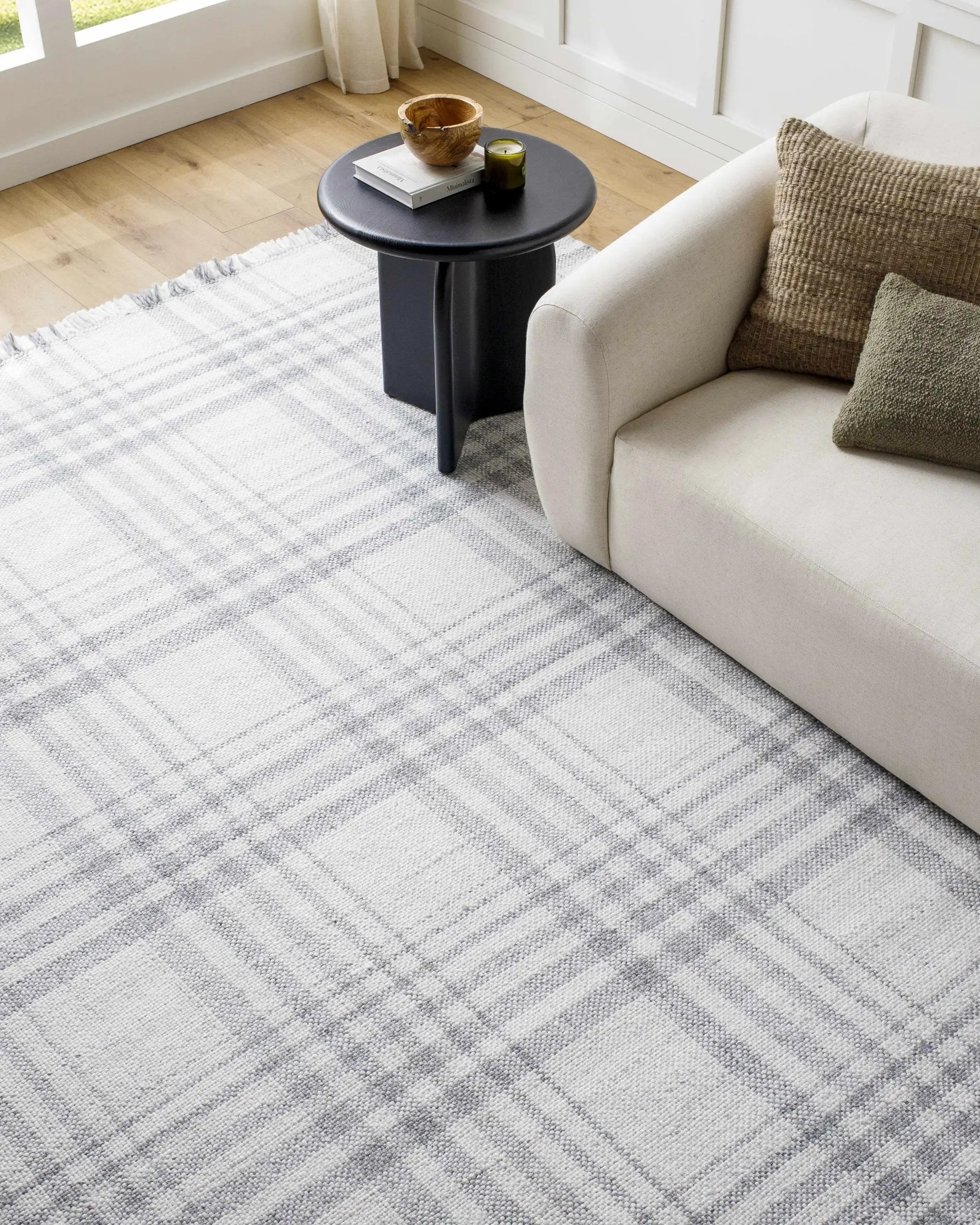 Inara Gray Plaid Area Rug - Clearance by Boutique Rugs