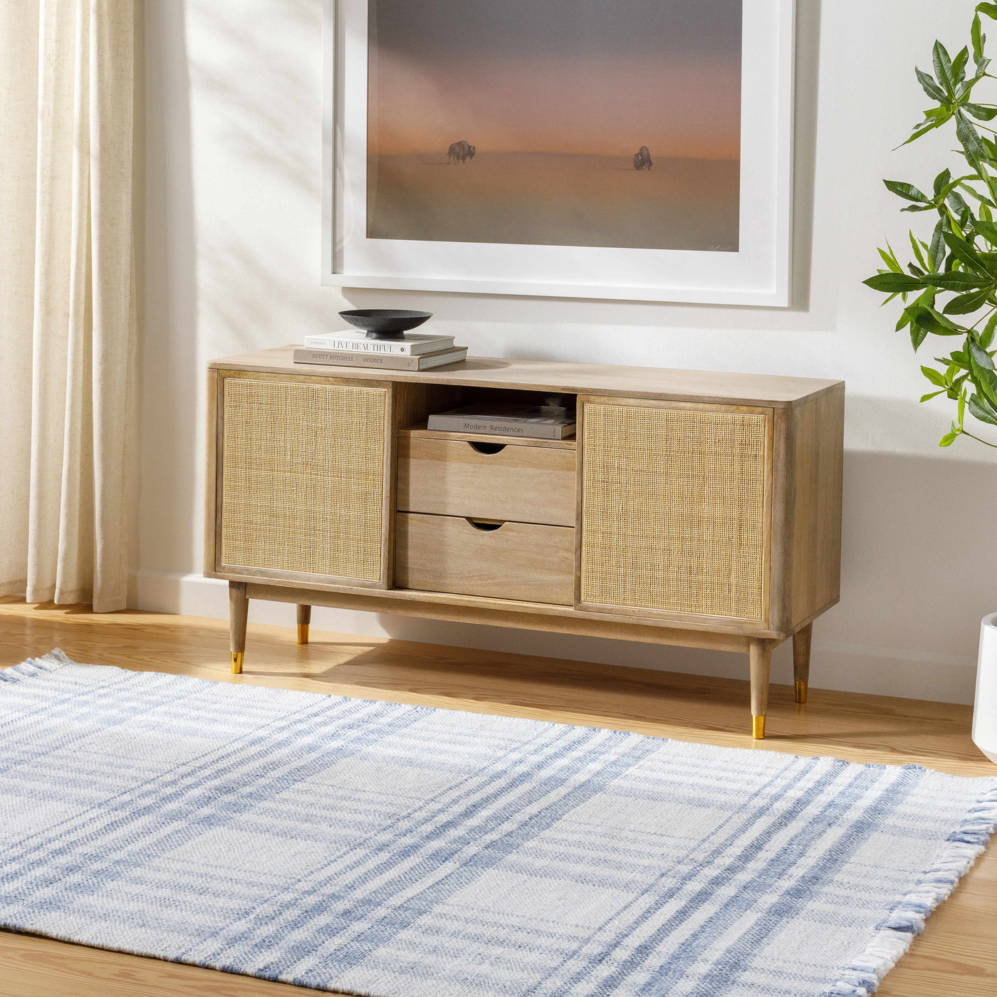 Inara Blue Plaid Area Rug by Boutique Rugs