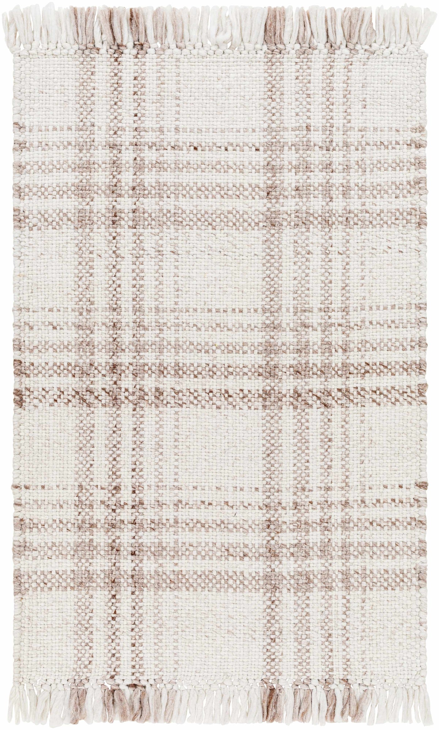 Inara Light Brown Plaid Hand Woven Area Rug by Boutique Rugs