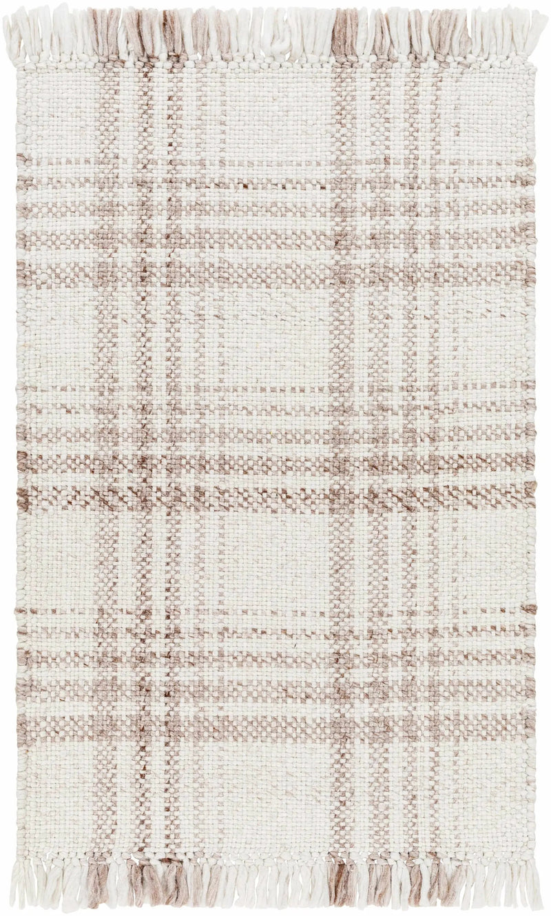 Inara Light Brown Plaid Hand Woven Area Rug by Boutique Rugs