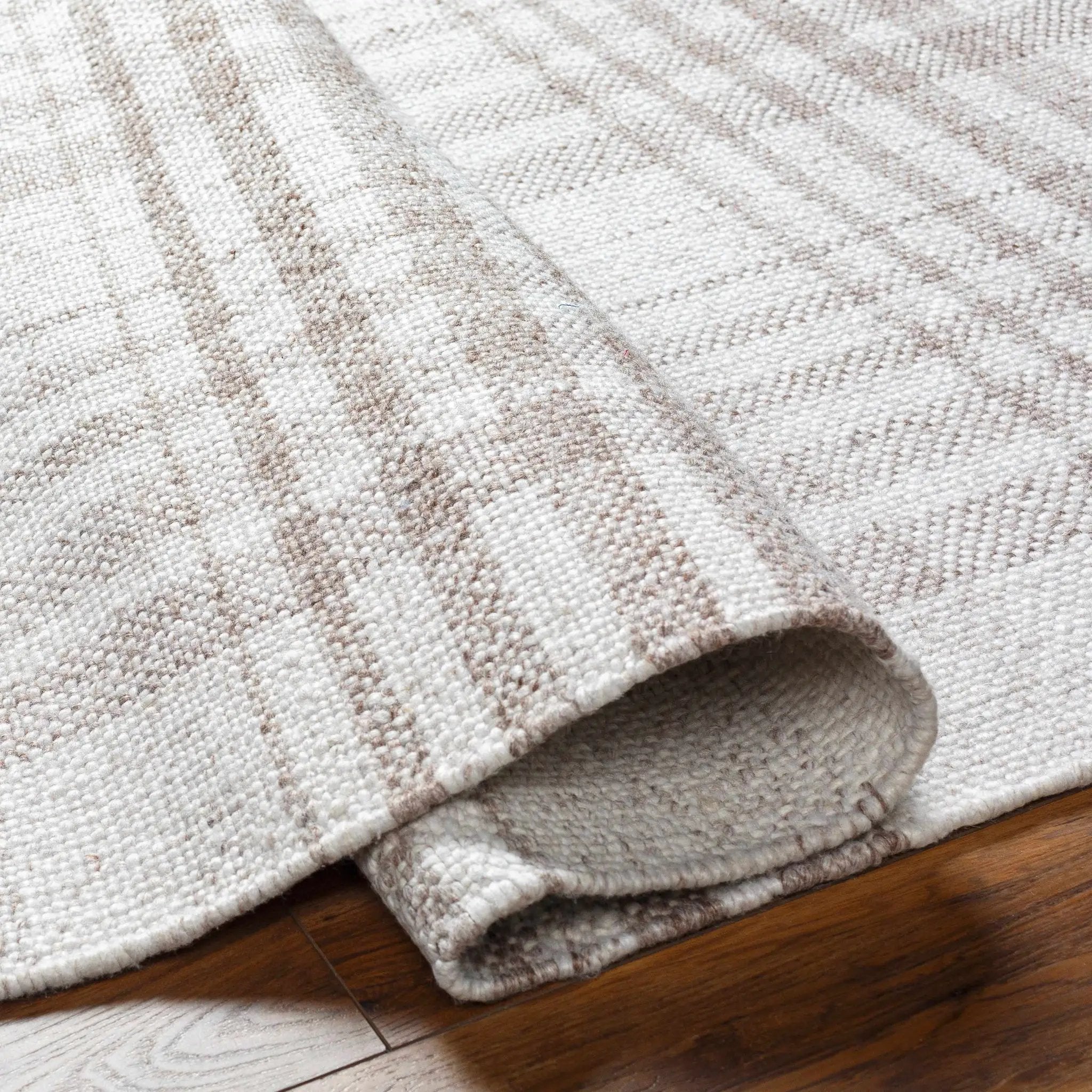 Inara Light Brown Plaid Hand Woven Area Rug by Boutique Rugs