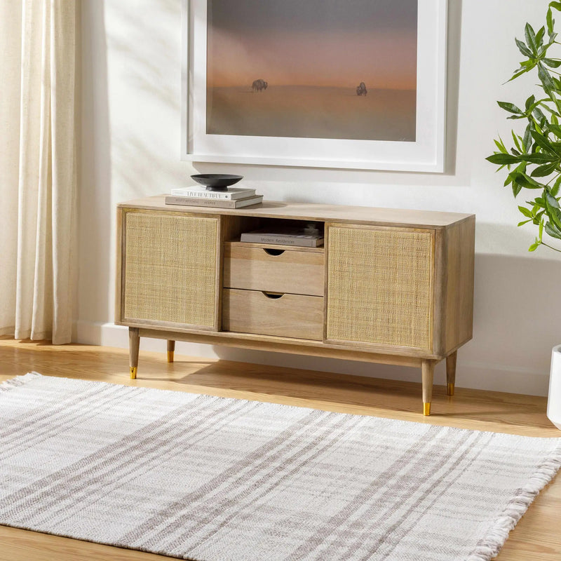 Inara Light Brown Plaid Hand Woven Area Rug by Boutique Rugs