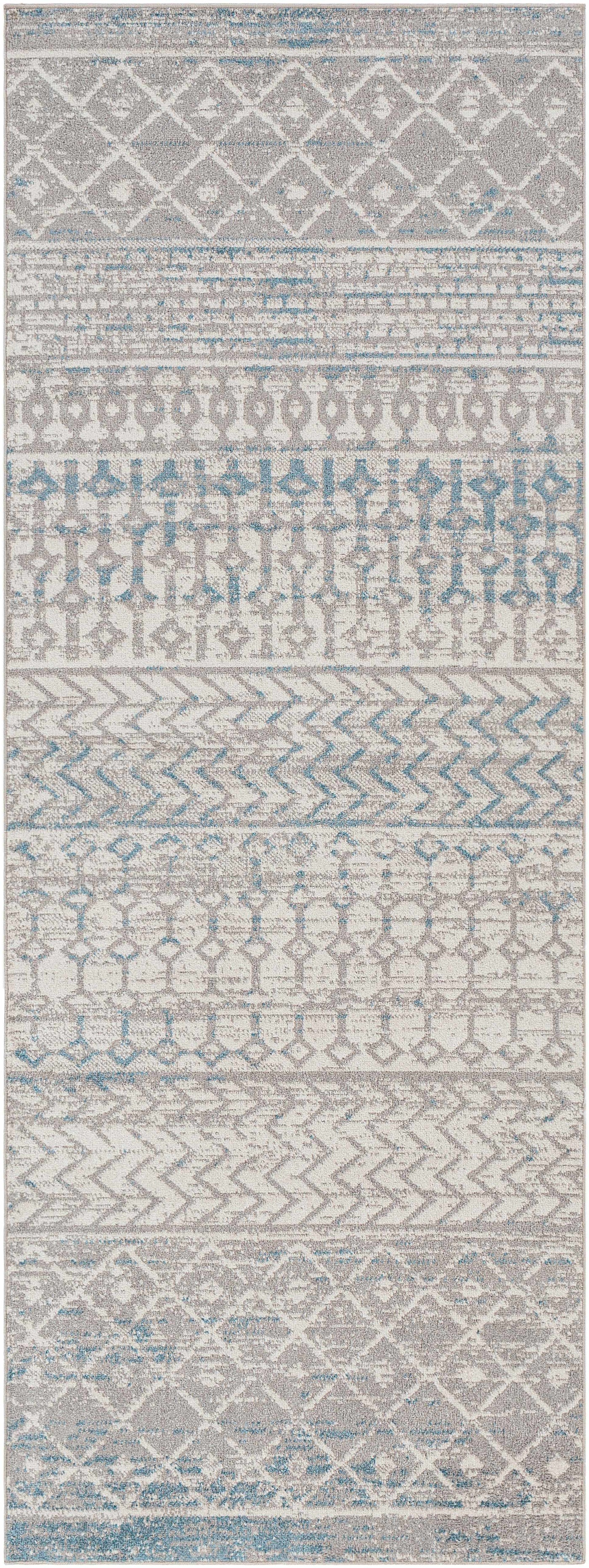 Tambac Blue & Gray Washable Area Rug - Clearance by Boutique Rugs