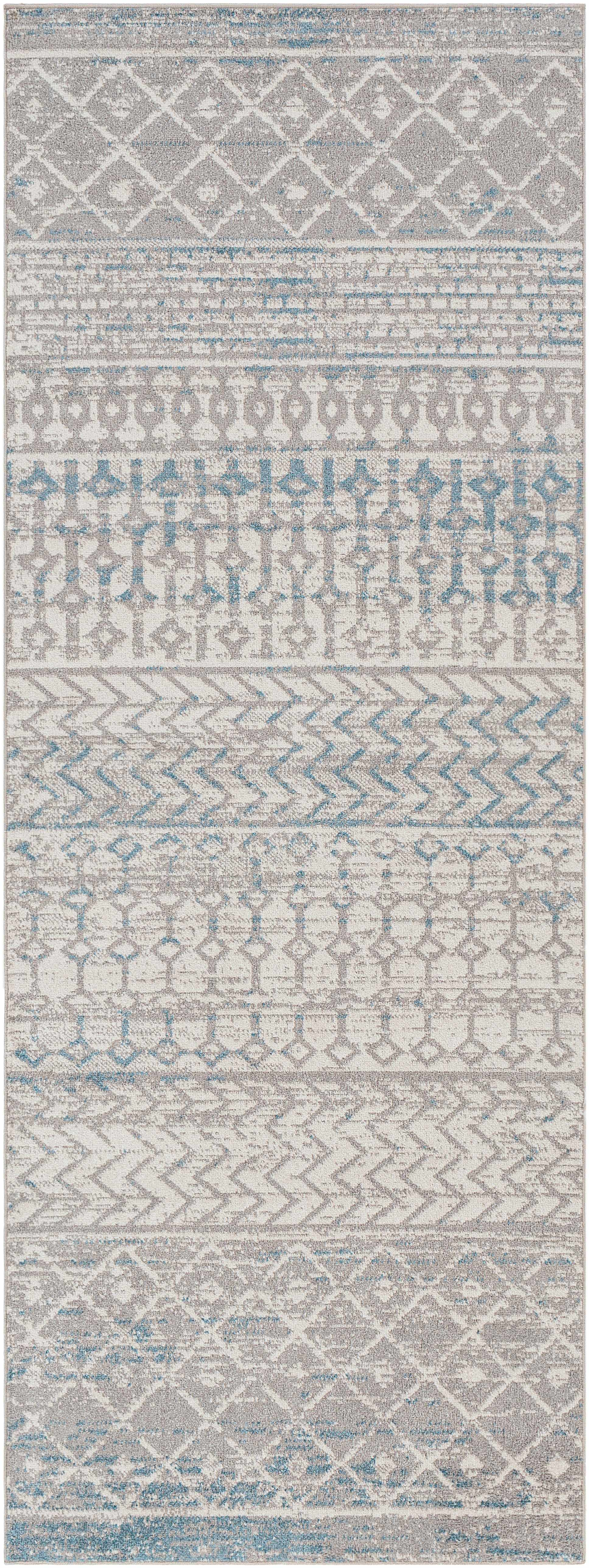 Tambac Blue & Gray Washable Area Rug - Clearance by Boutique Rugs