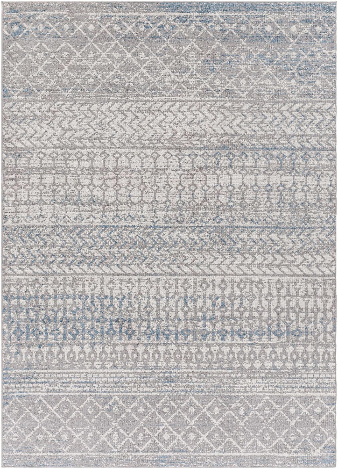Tambac Blue & Gray Washable Area Rug - Clearance by Boutique Rugs