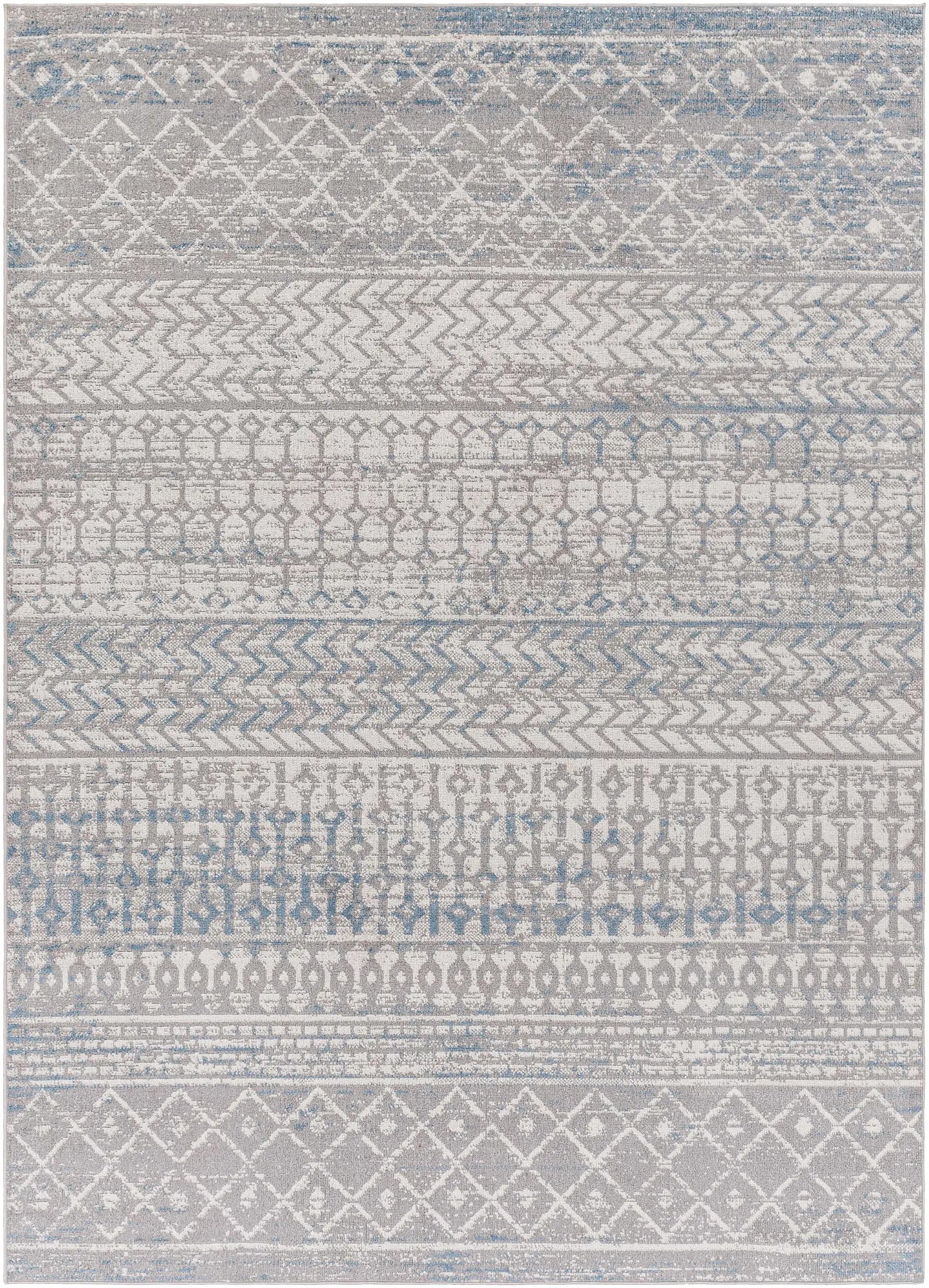 Tambac Blue & Gray Washable Area Rug - Clearance by Boutique Rugs