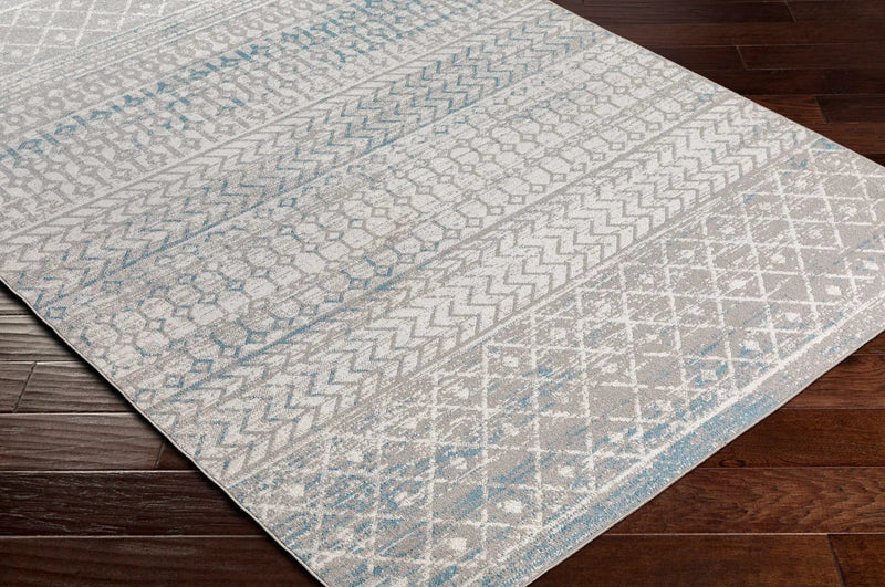 Tambac Blue & Gray Washable Area Rug - Clearance by Boutique Rugs