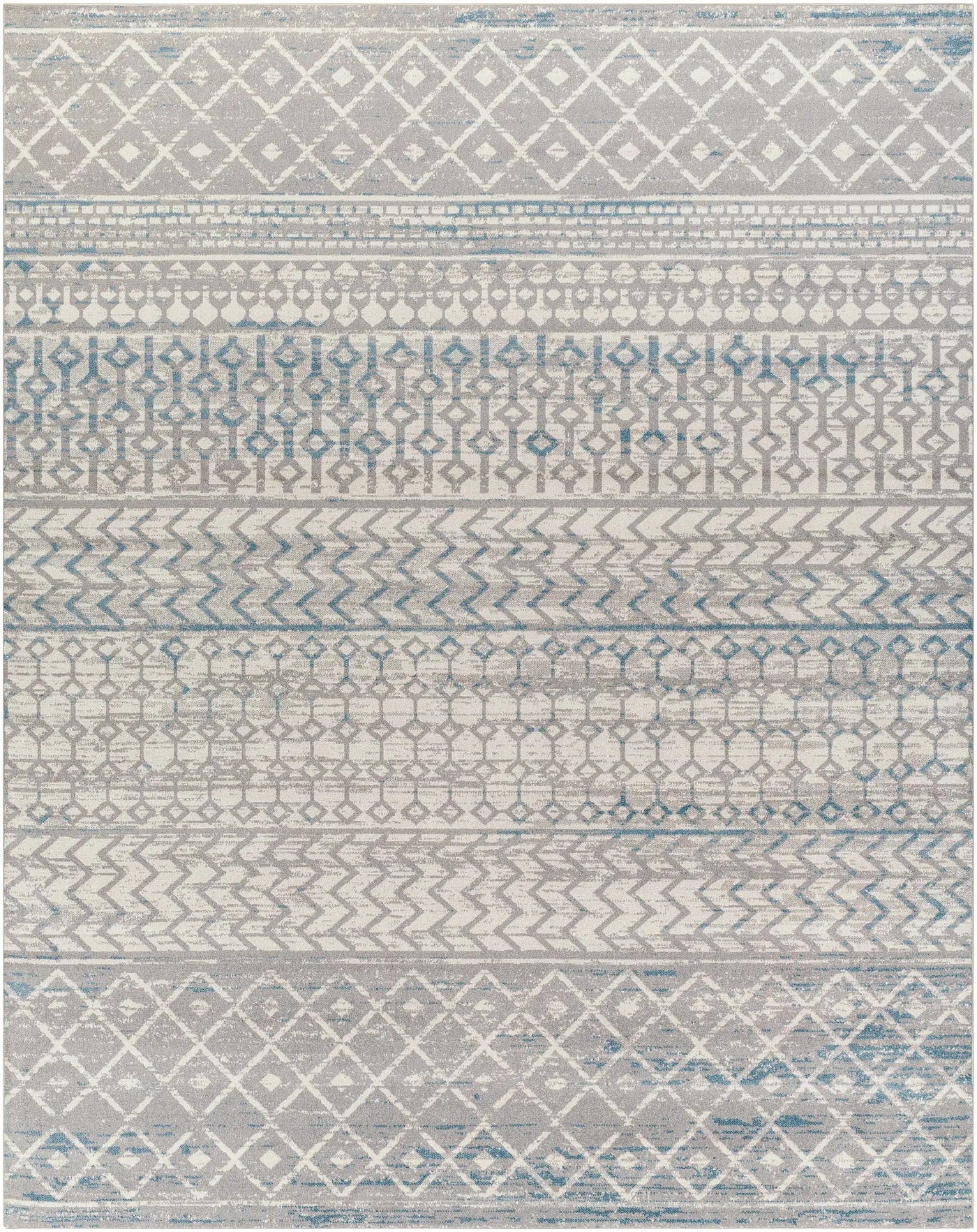 Tambac Blue & Gray Washable Area Rug - Clearance by Boutique Rugs