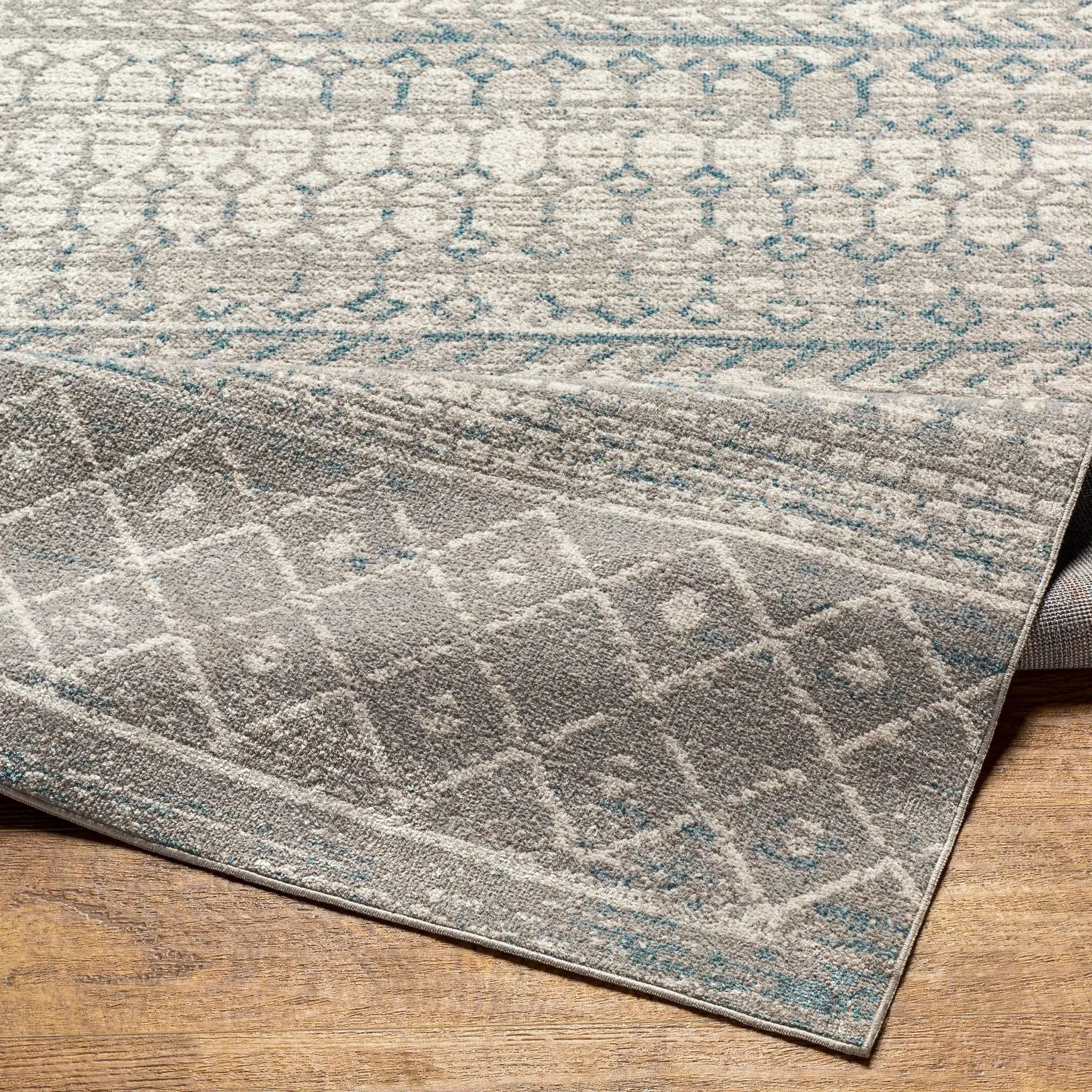 Tambac Blue & Gray Washable Area Rug - Clearance by Boutique Rugs