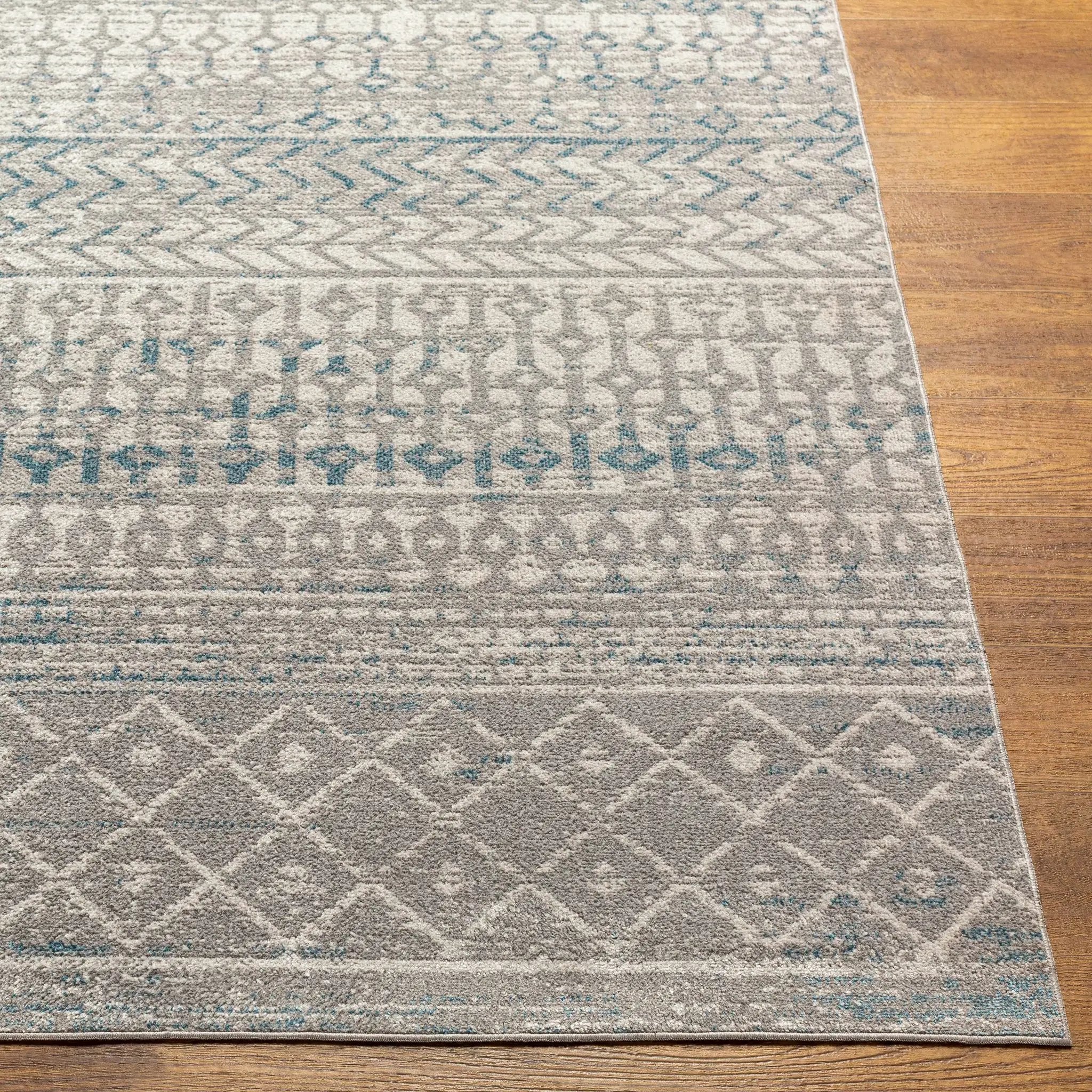 Tambac Blue & Gray Washable Area Rug - Clearance by Boutique Rugs