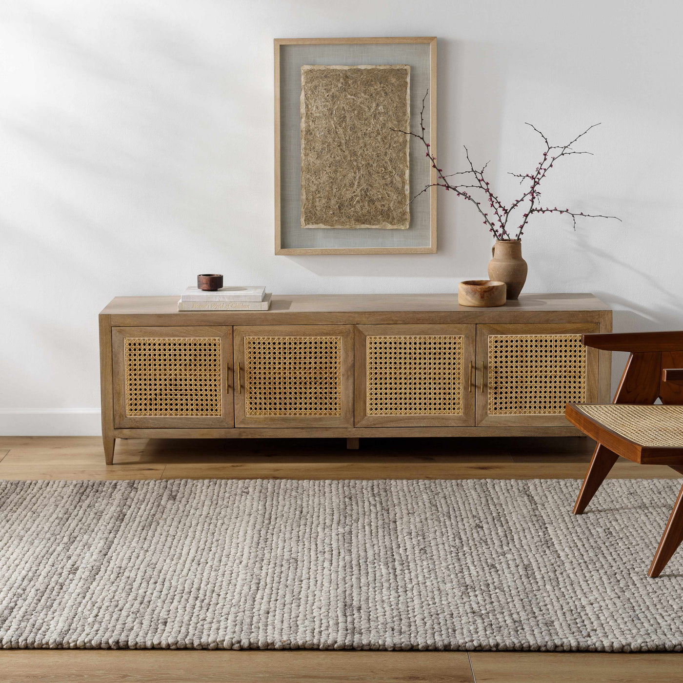 Olisa Beige Wool Area Rug by Boutique Rugs