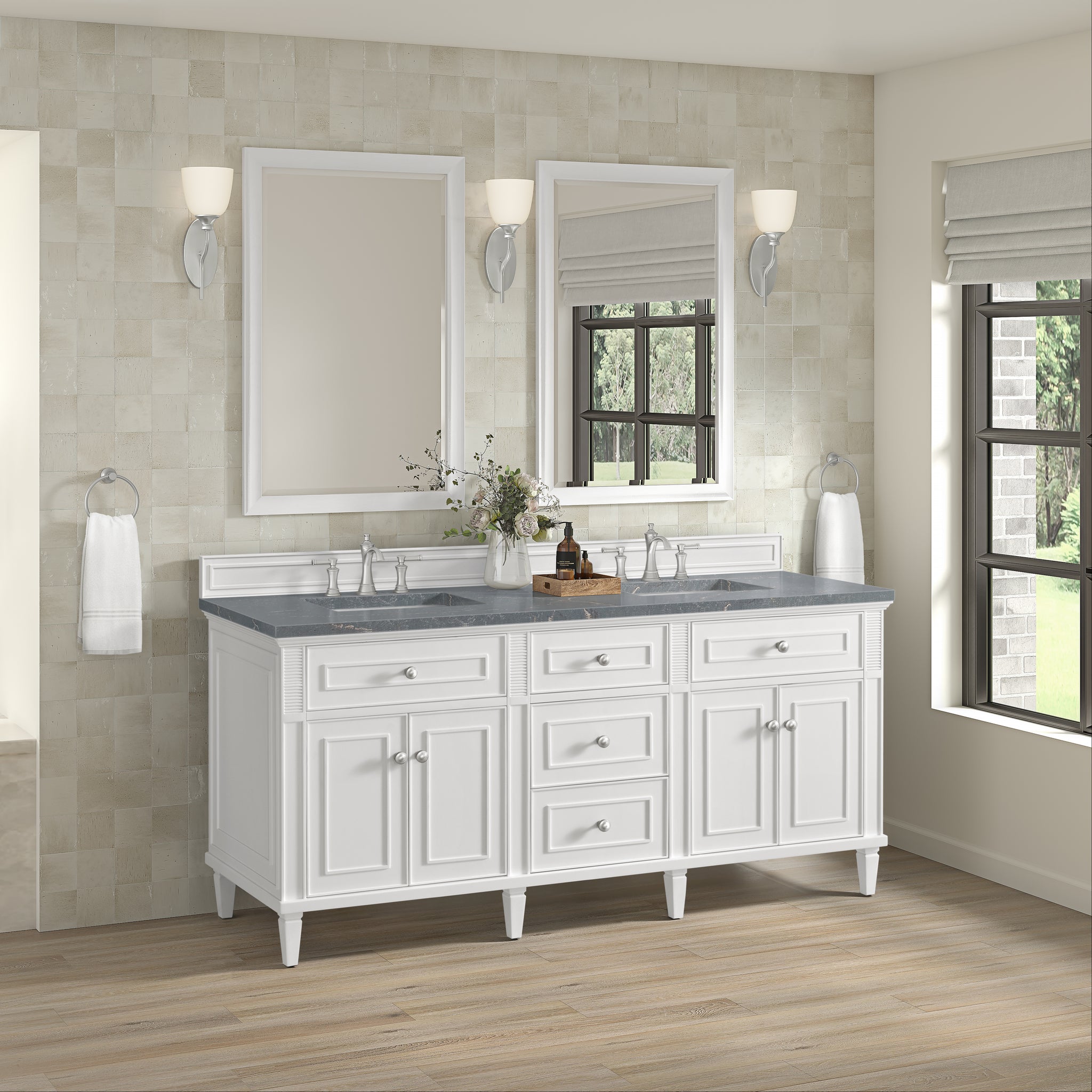 James Martin Lorelai 72" Double Bathroom Vanity, Bright White by James Martin