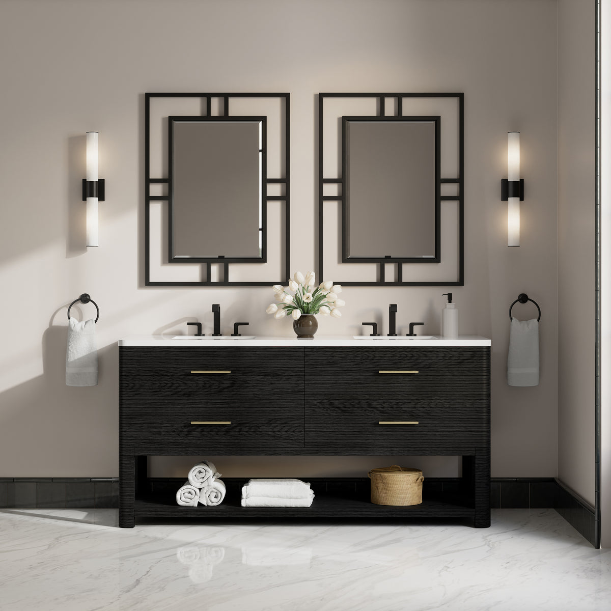 James Martin Lucian 72" Double Bathroom Vanity, Carbon Oak, view 32
