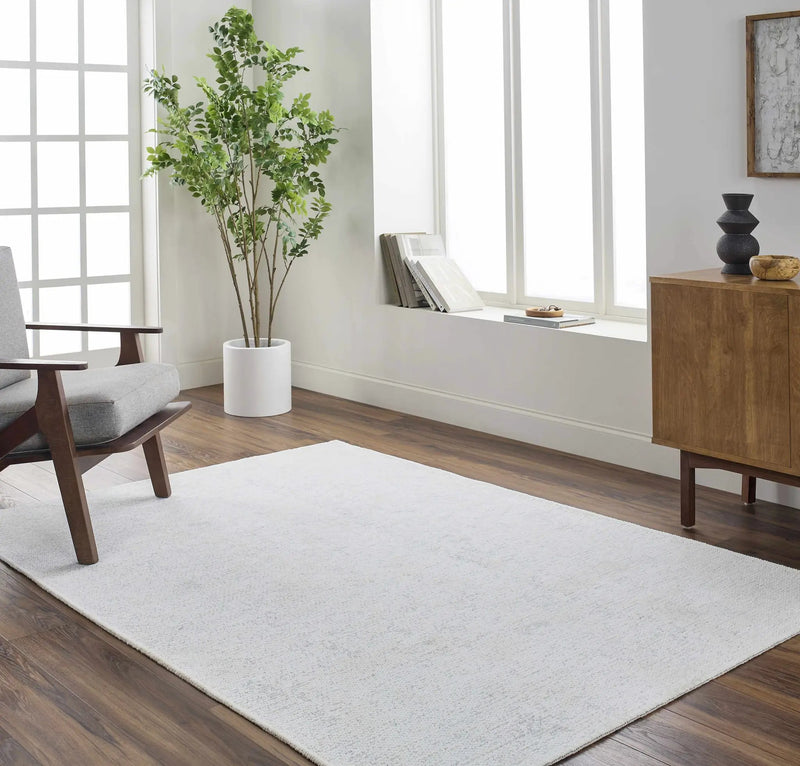 Isako Cream & Gray Solid Washable Area Rug - Clearance by Boutique Rugs