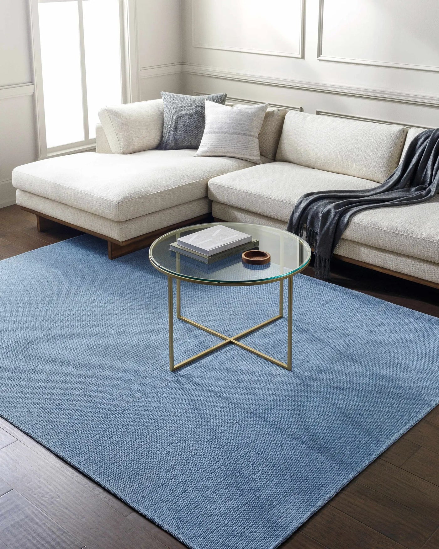 Isako Blue Solid Washable Area Rug - Clearance by Boutique Rugs
