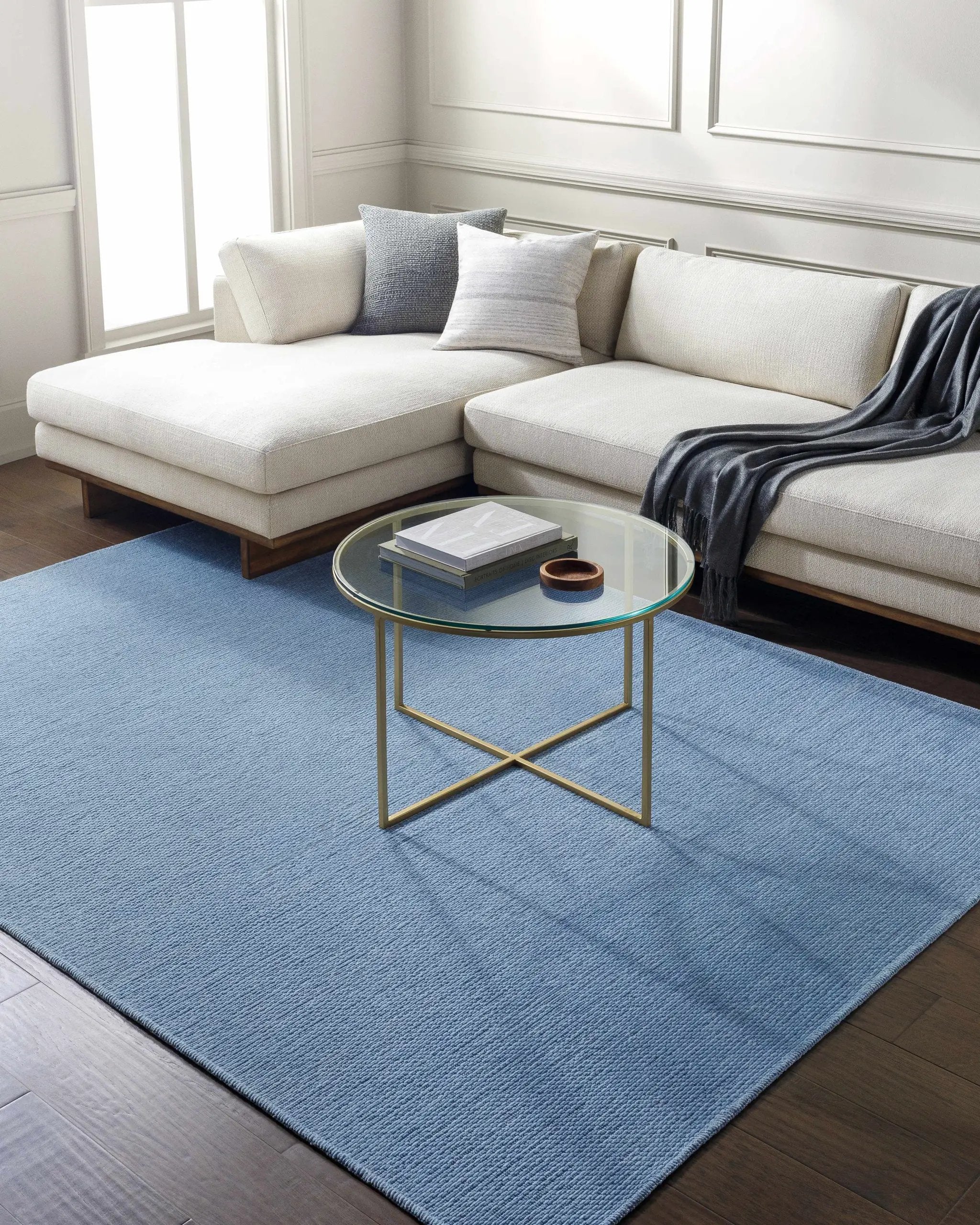 Isako Blue Solid Washable Area Rug - Clearance by Boutique Rugs