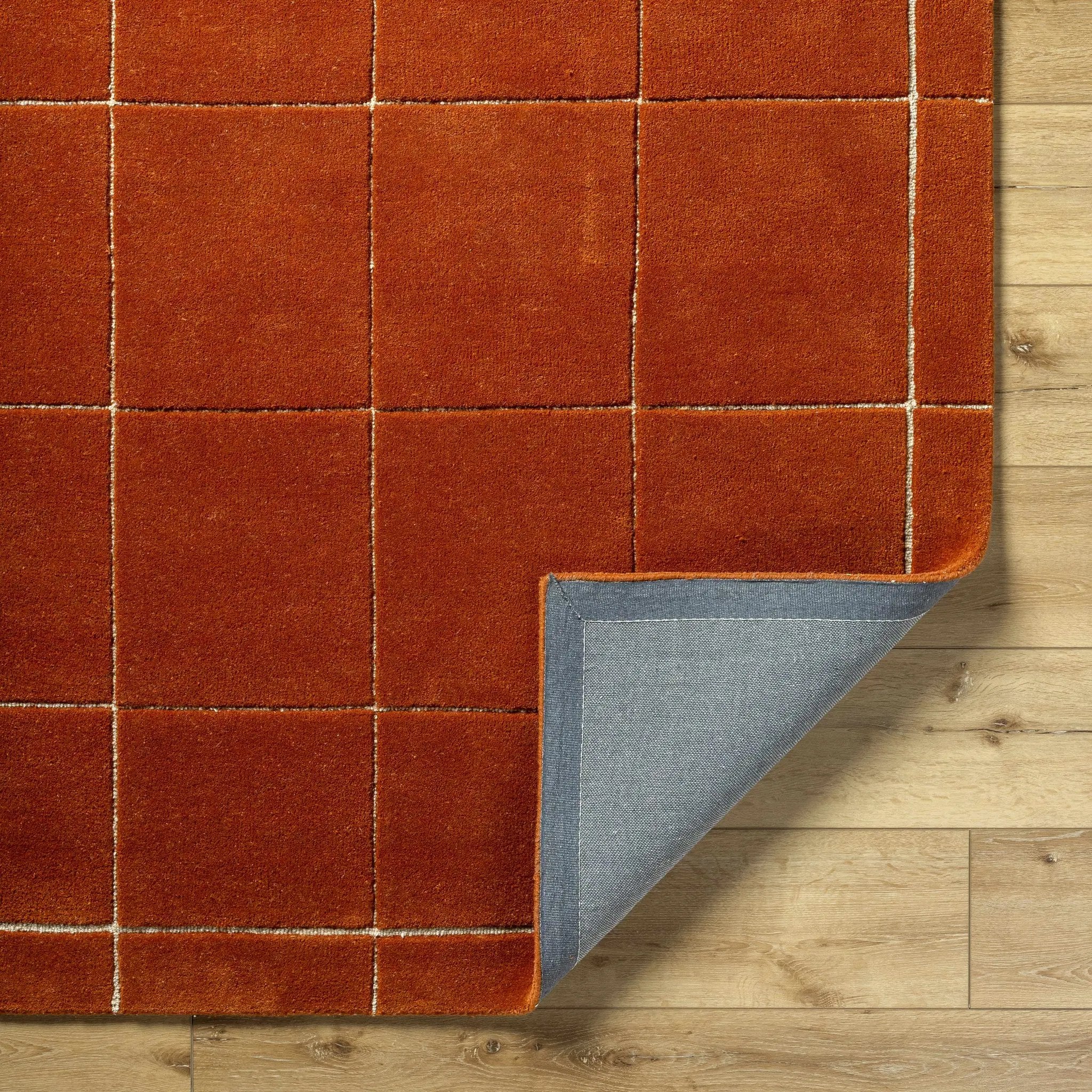 Siarl Burnt Orange Checkered Area Rug by Boutique Rugs