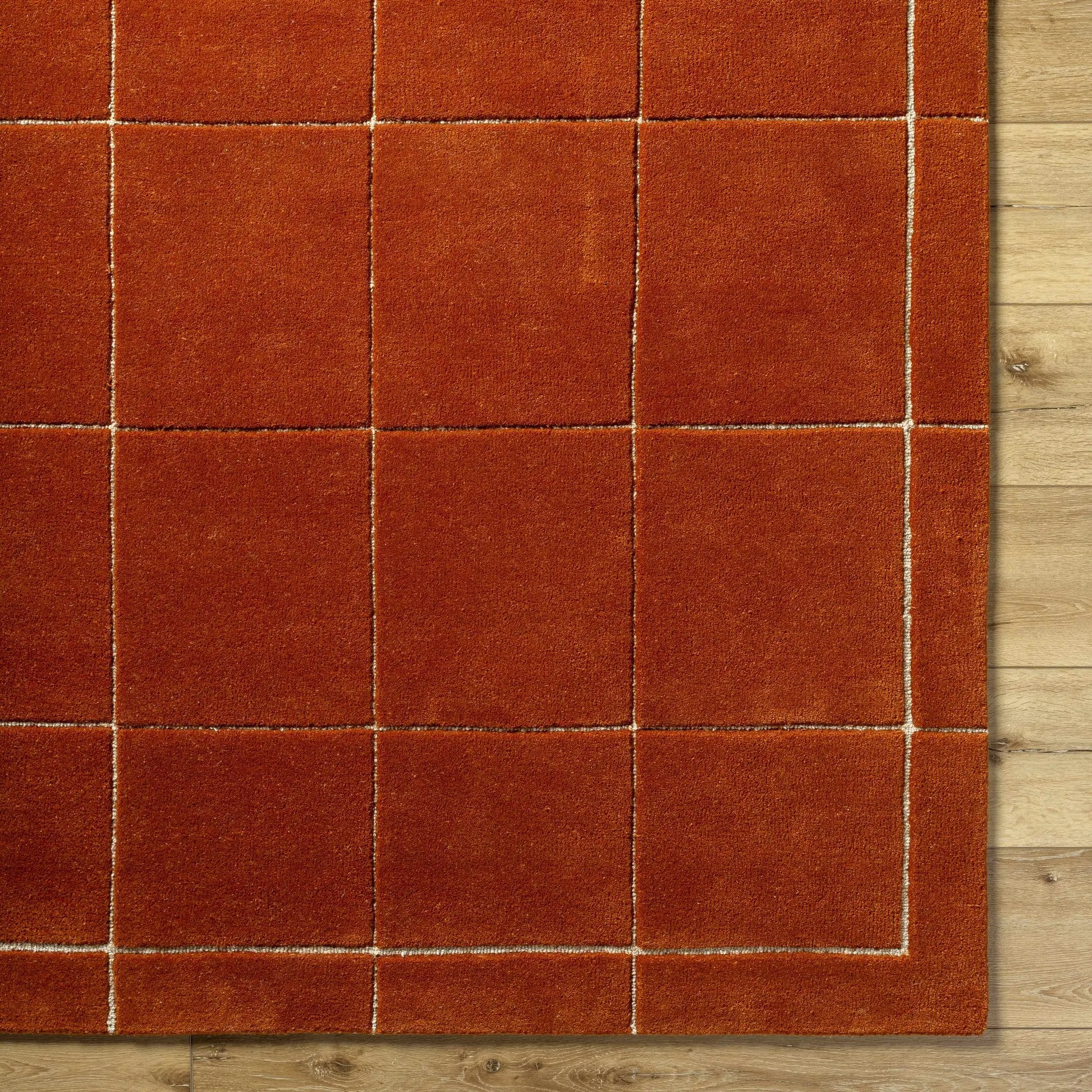 Siarl Burnt Orange Checkered Area Rug by Boutique Rugs