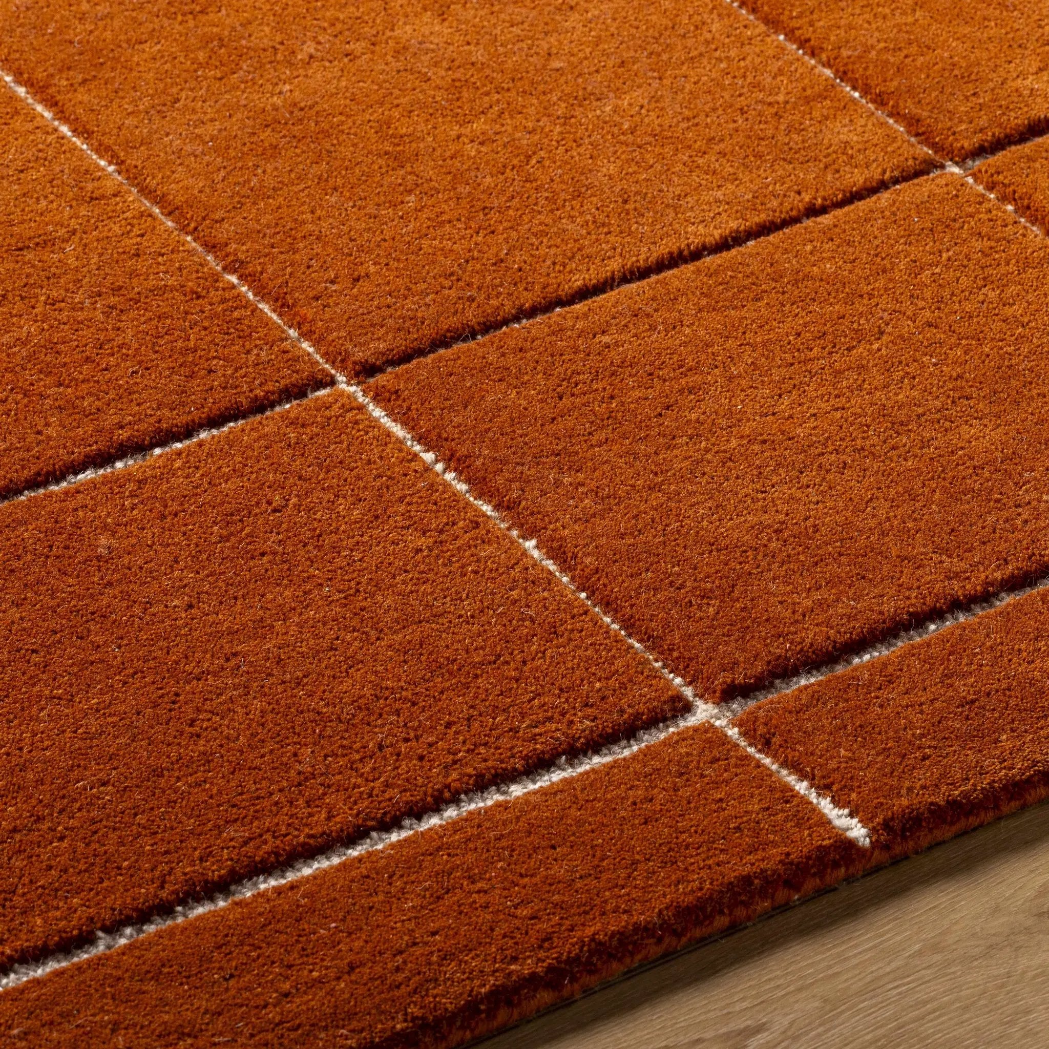 Siarl Burnt Orange Checkered Area Rug by Boutique Rugs