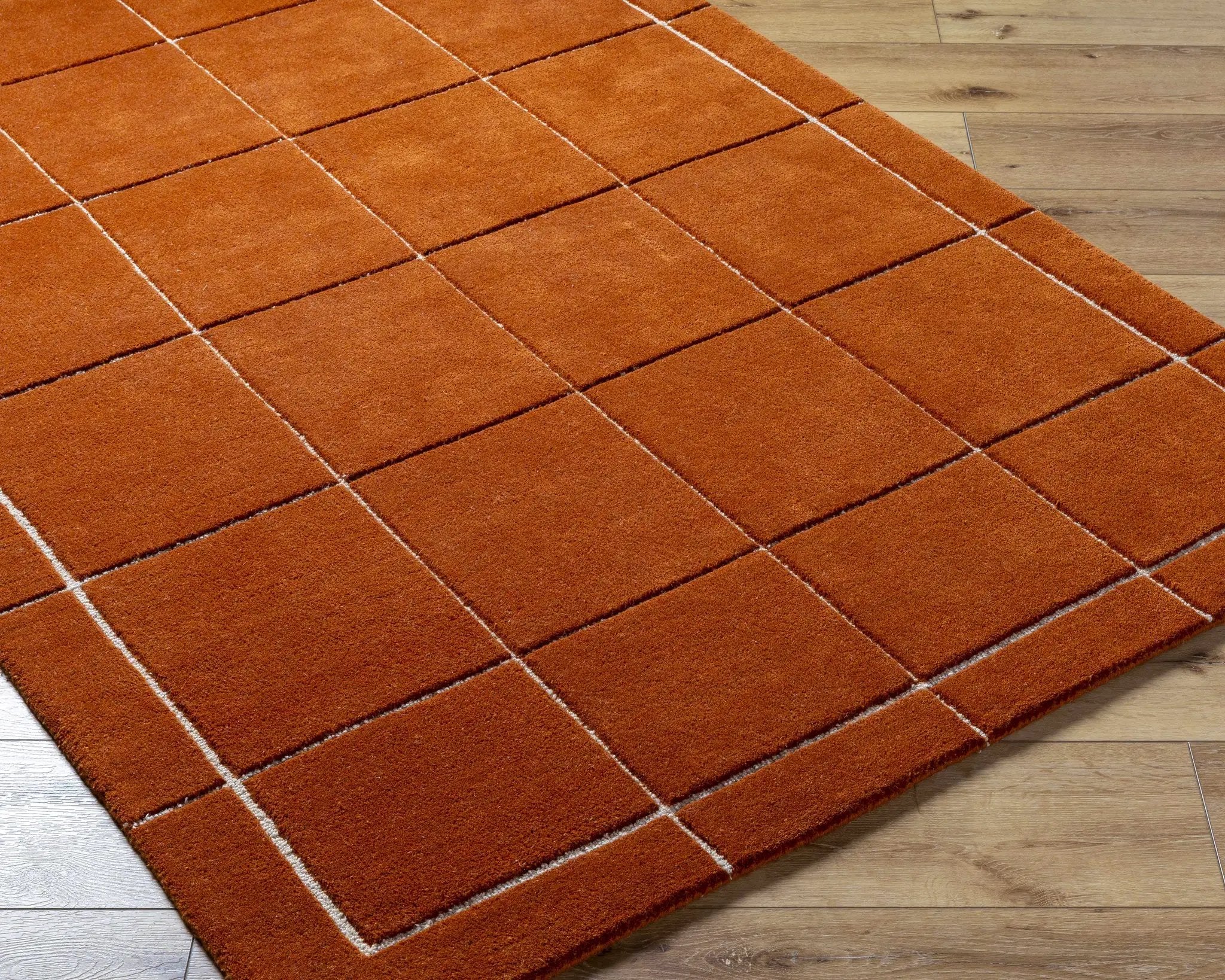 Siarl Burnt Orange Checkered Area Rug by Boutique Rugs