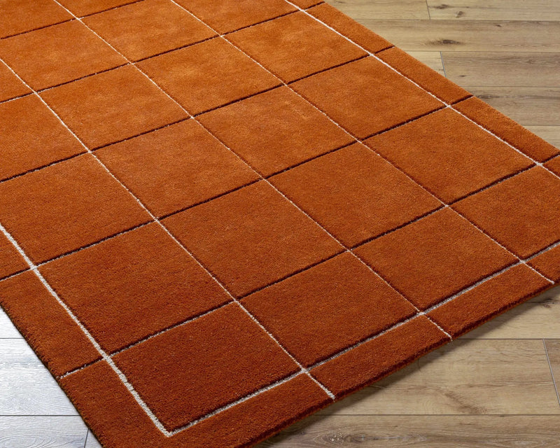 Siarl Burnt Orange Checkered Area Rug by Boutique Rugs