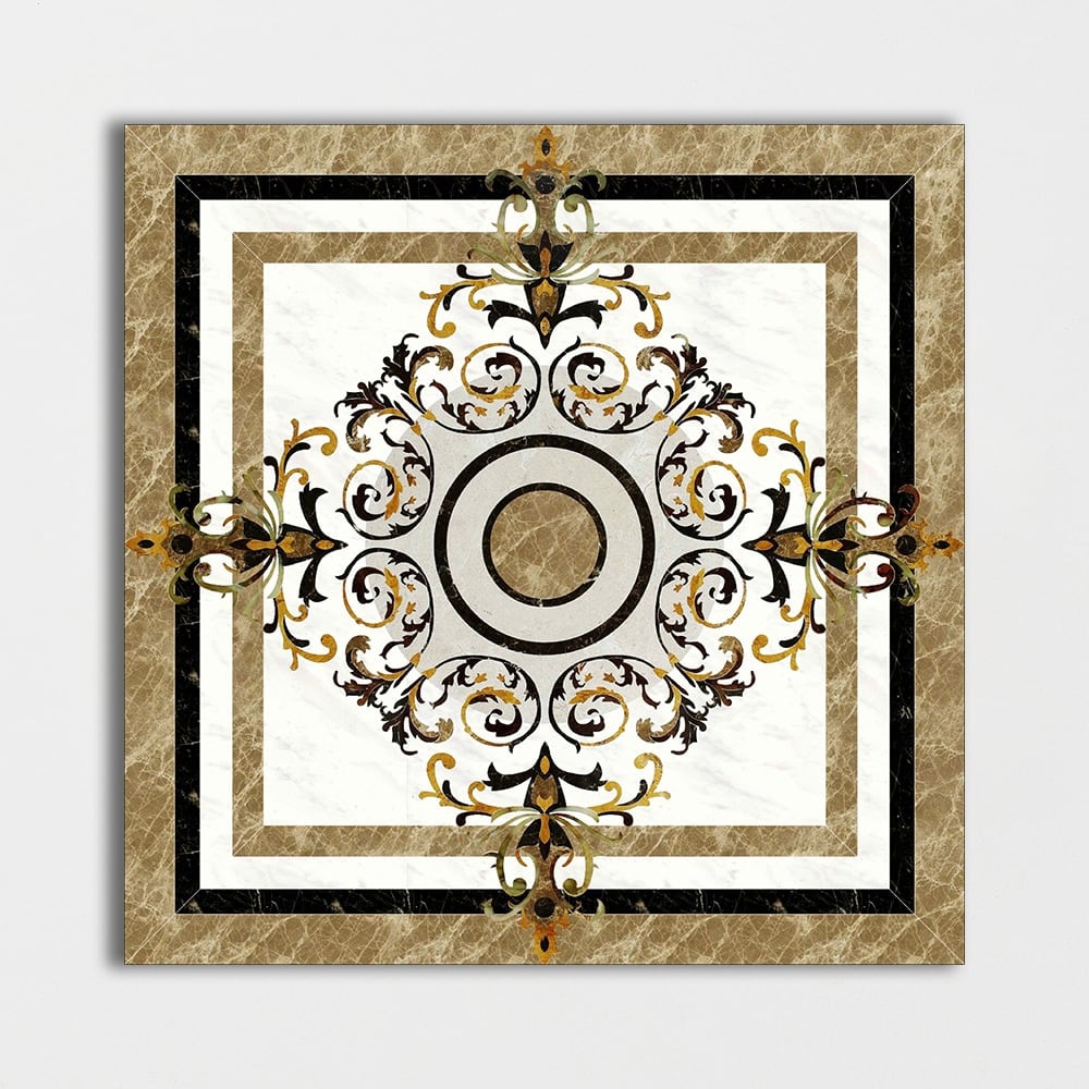 Square Aluminum Backed Multi Finish Canvas Marble Medallions 48 Marble Multi Finish 48x48 Medallions