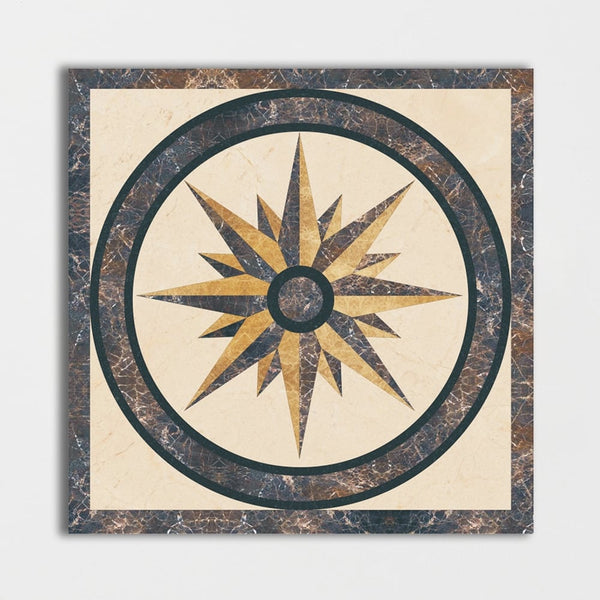 Square Aluminum Backed Multi Finish North Star Marble Medallions 24