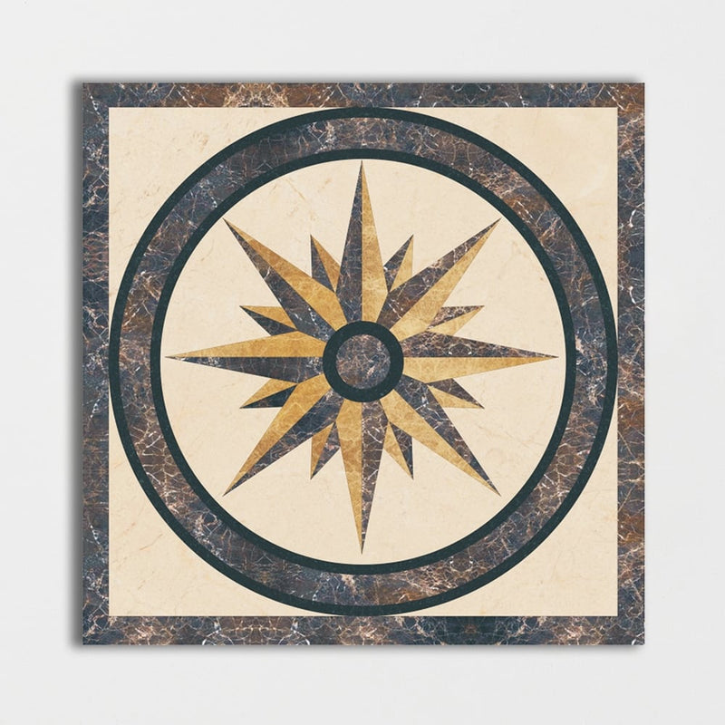 Square Aluminum Backed Multi Finish North Star Marble Medallions 24 Marble Multi Finish 24x24 Medallions