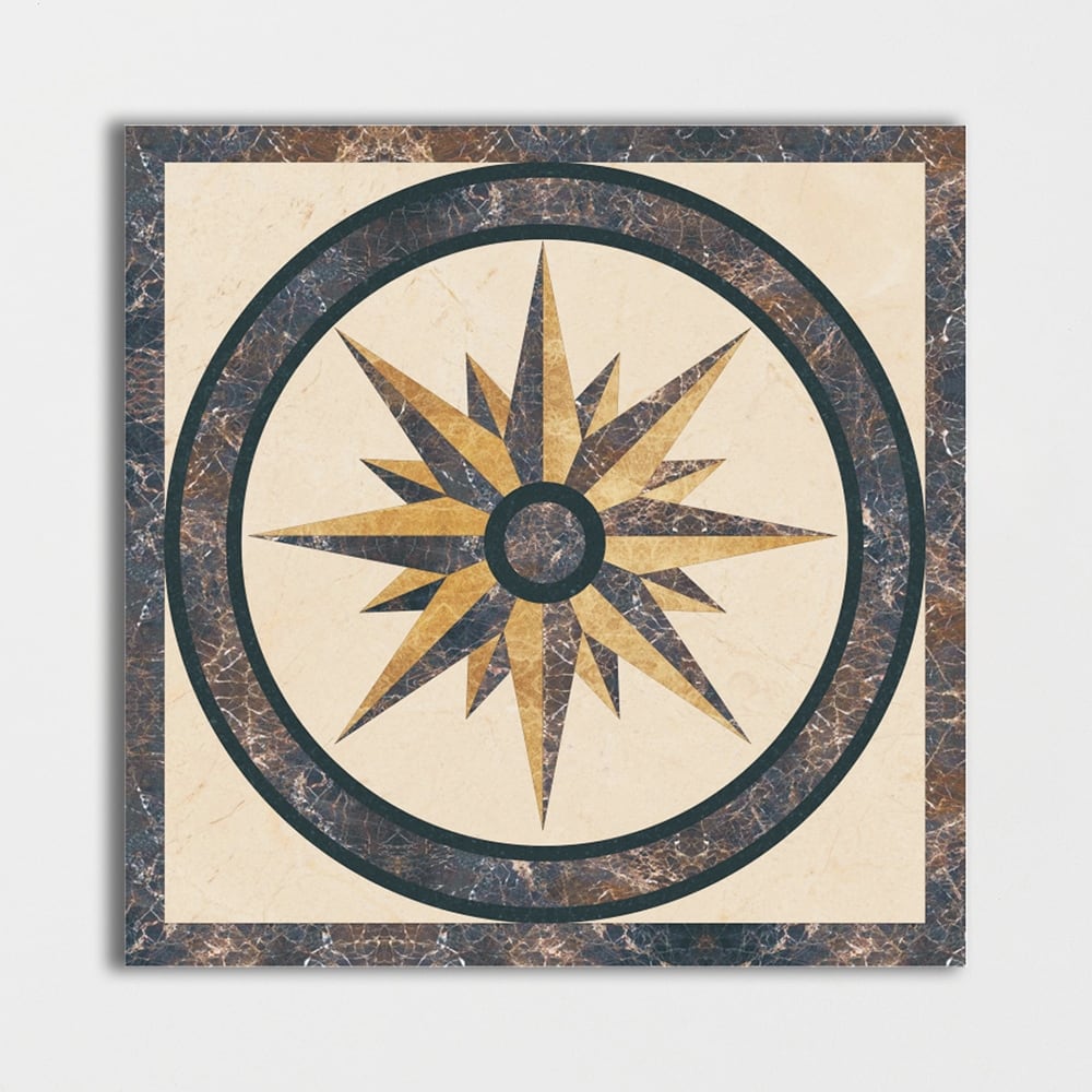 Square Aluminum Backed Multi Finish North Star Marble Medallions 48 Marble Multi Finish 48x48 Medallions