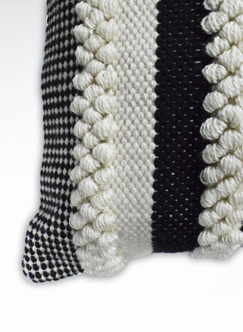 Square Outdoor and Indoor Safe Black and White Striped Pillow by The Rug Decor