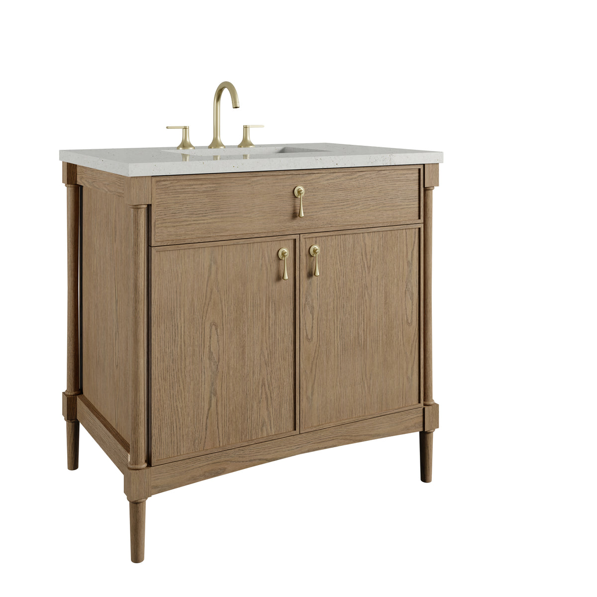 James Martin Kinnsden 36" Single Bathroom Vanity, Weathered Oak, view 28