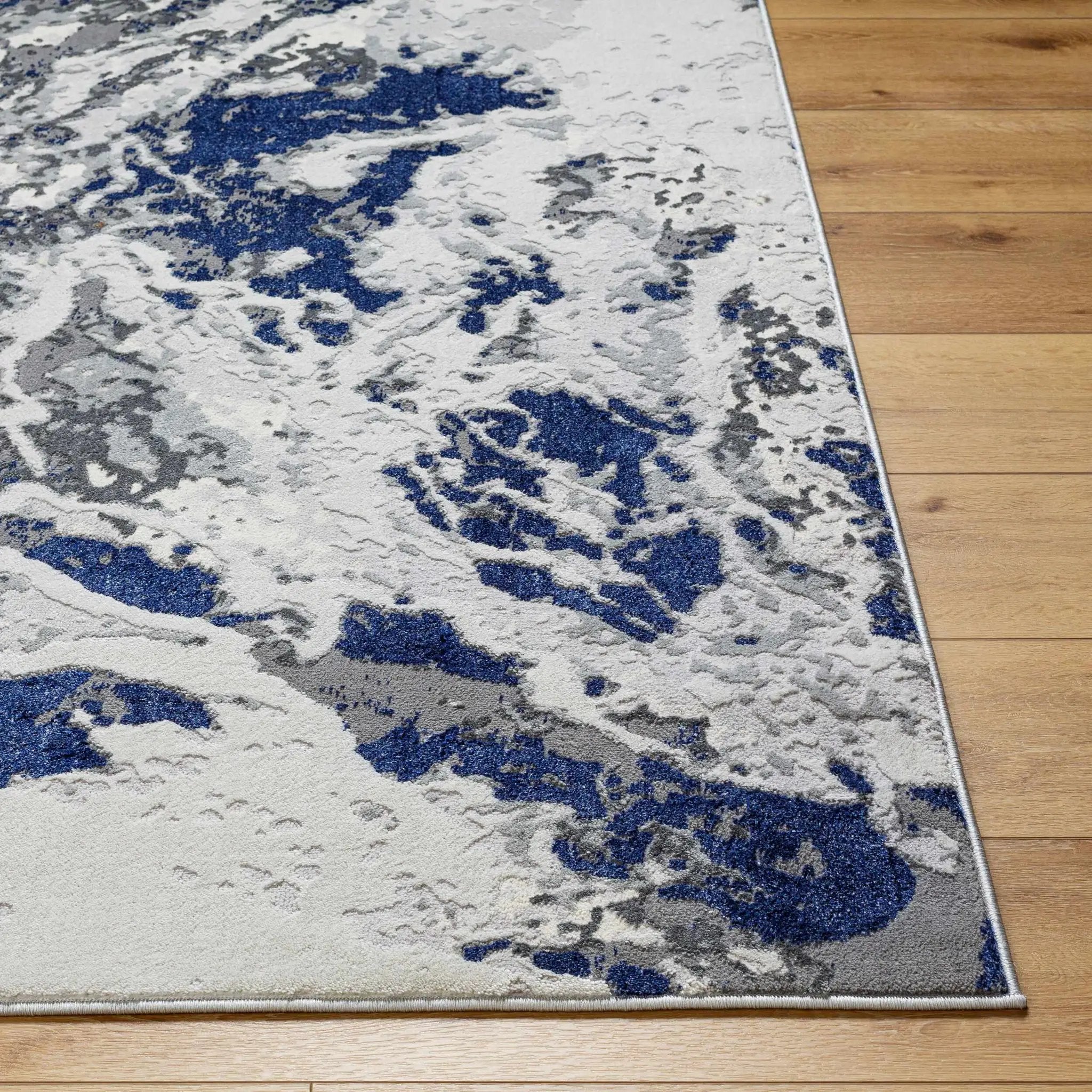 Kaleo Gray & Blue Marble Area Rug - Clearance by Boutique Rugs